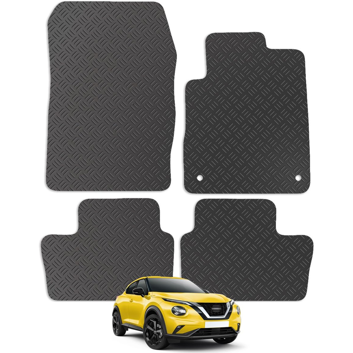 Carsio Rubber Car Mats For Nissan JUKE 2020+ Onwards Tailored Fit Floor Mat Set Complete Accessory Black Custom Fitted - All Weather & Heavy Duty, Anti-Slip Backing with Clips