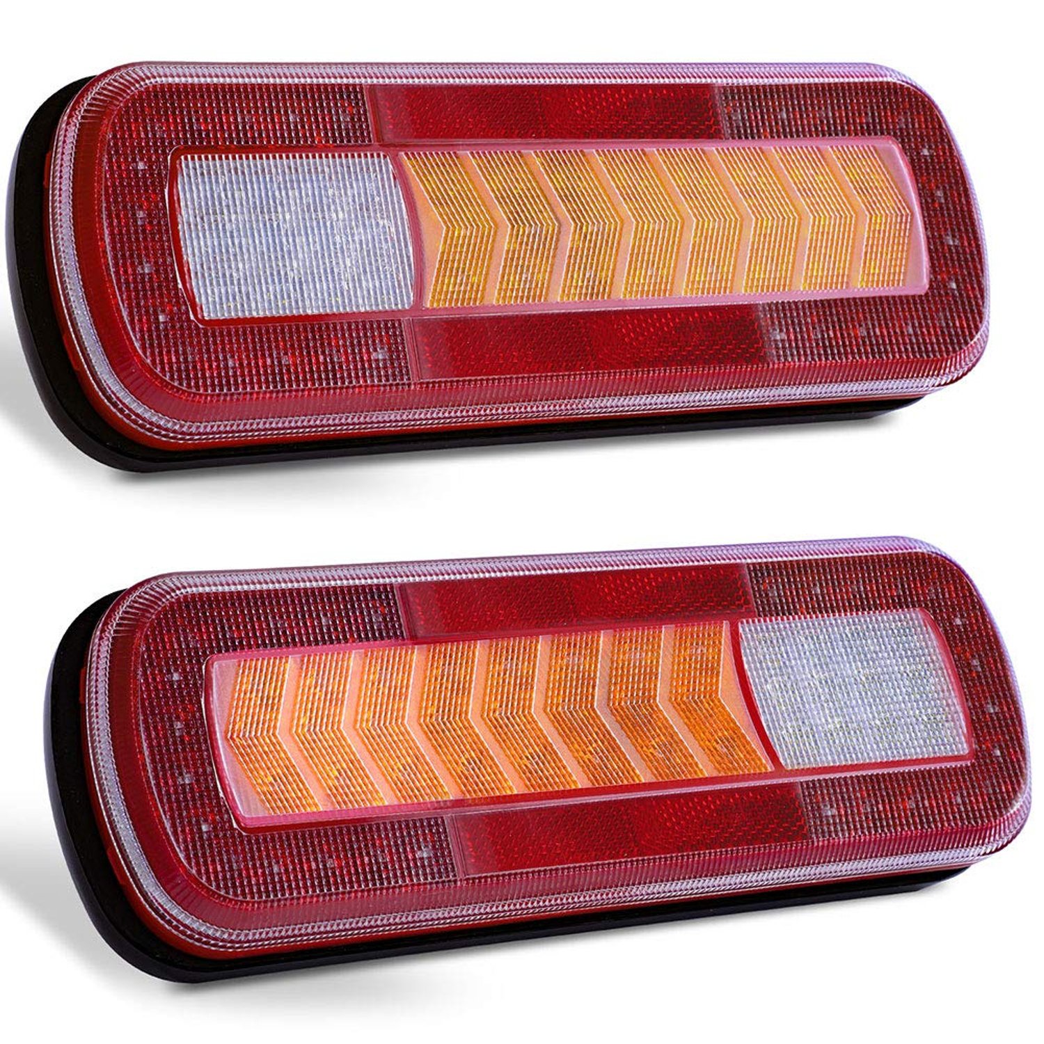 D-TECH 2 Pcs 9-30V E-Mark Approval Led Trailer Tail Light Brake Light Reverse Fog Light Dynamic Turn Indicator Lamp Ip67 Waterproof For Truck Lorry Rv Caravan Motorhome Van Tractor