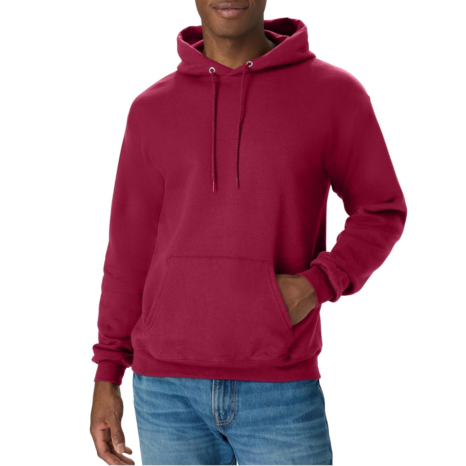 Hanes Men's Pullover EcoSmart Hooded Sweatshirt Hoody, Cardinal, 3XL