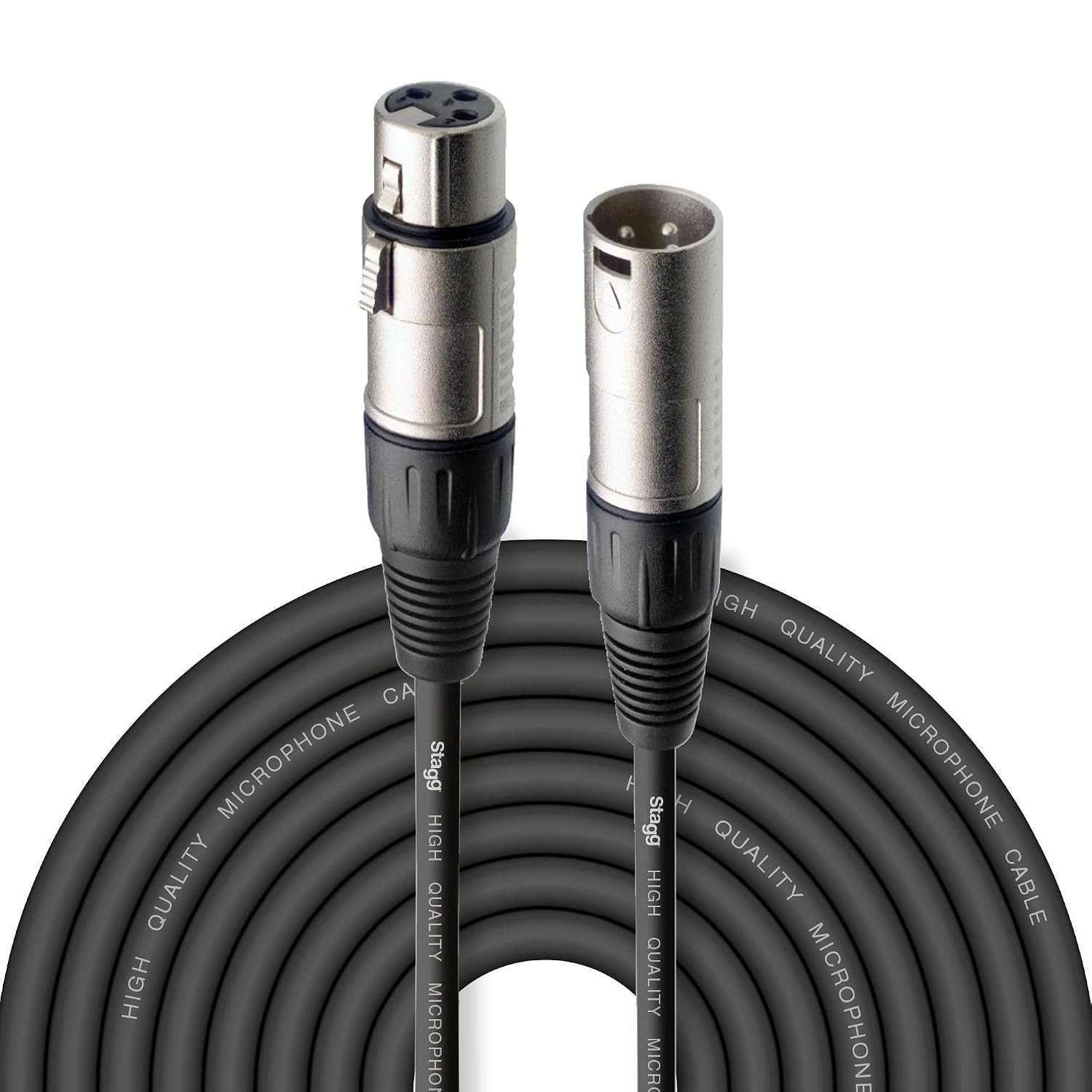 Stagg 20M / 66ft XLR to XLR Cable, 3-Pin Male to Female, Suitable for Microphone, PA System, Audio Mixer, Studio Monitors, Audio Recording