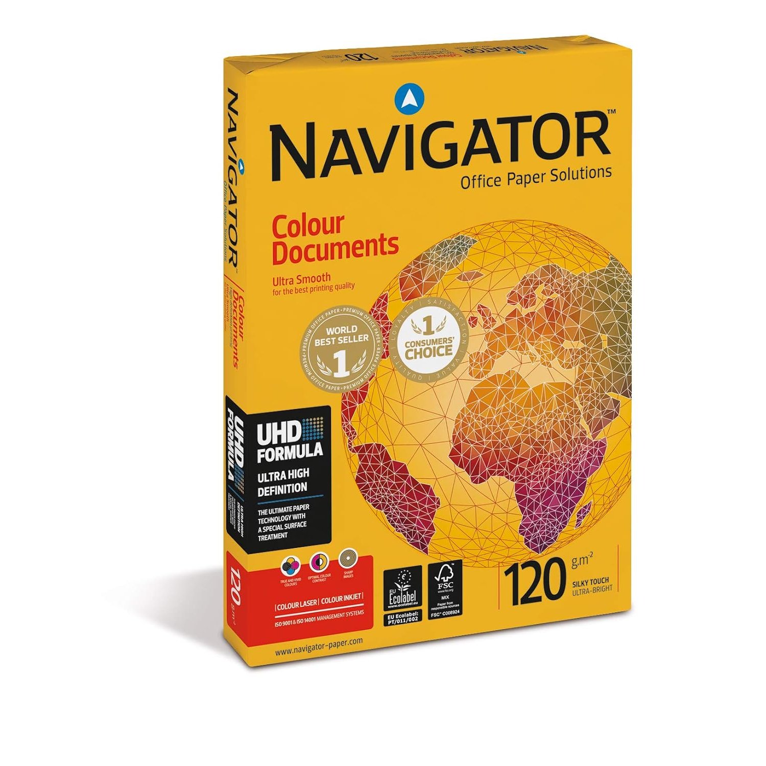 Navigator Colour Documents Paper Ultra Smooth 120gsm 500 Sheets per Ream A3 White - (1 Ream)