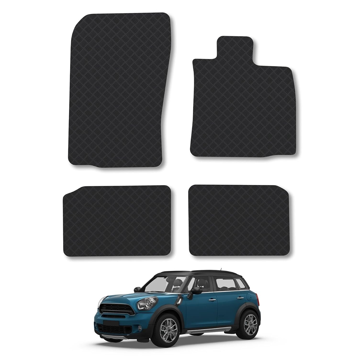 Mini Countryman (2010-2016) [R60] Rubber Car Mats Accessories Tailored Fit Compatible Accessory Waterproof Protection Non-Slip Floor Mats Full Coverage Durable Front Rear Set Coverage