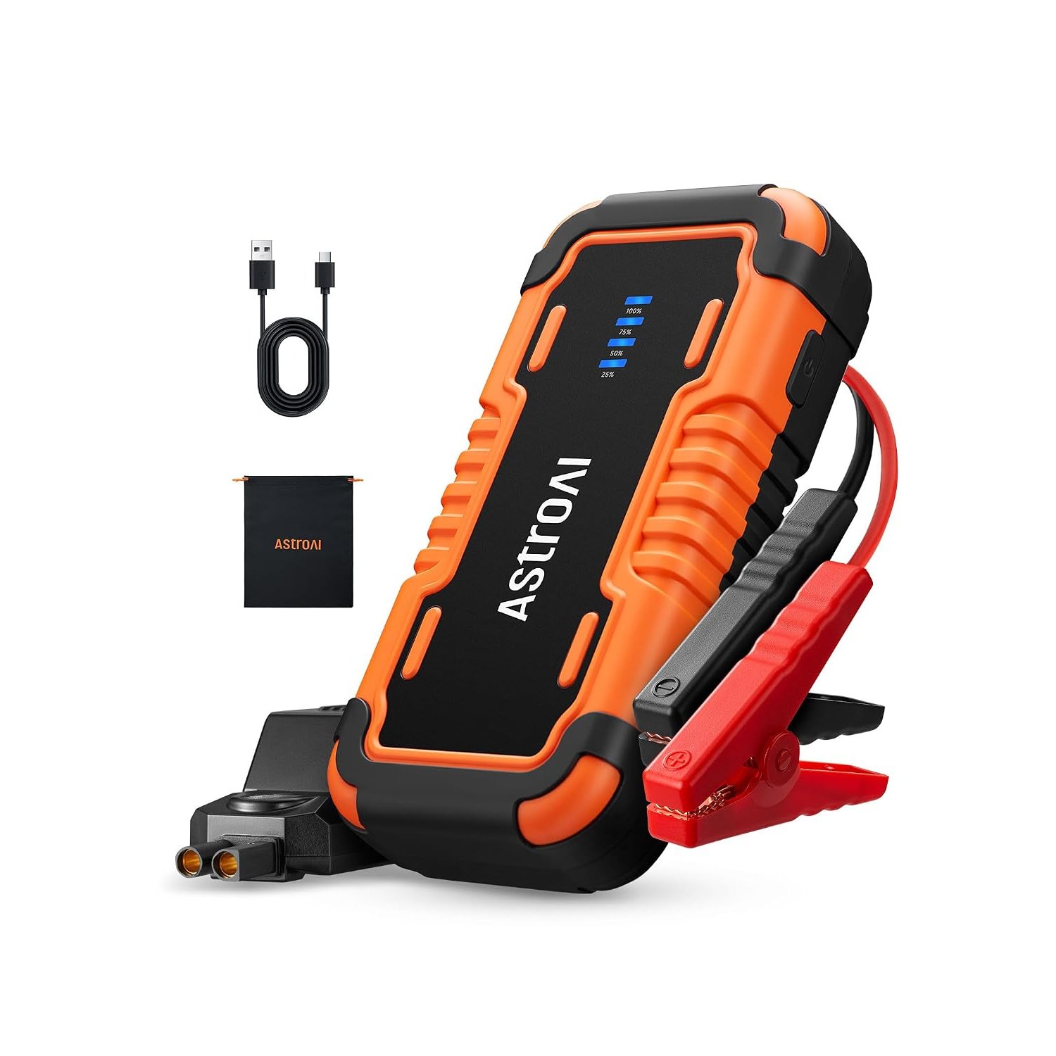 AstroAI 6000A P12 Jump Starter Power Pack, Portable Car Battery Booster Jump Starter Power Bank for 12V Cars (All Petrol / 12L Diesel), Motorbikes, Includes LED Flashlight, Orange