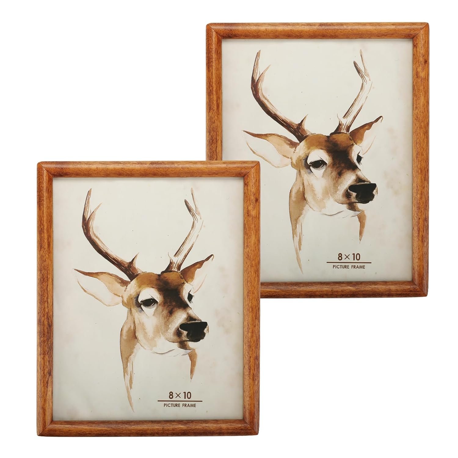 Icheesady Picture Frames, 8x10 inch, Solid Wood Brown Photo Frames Set of 2, Wall or Table Mount