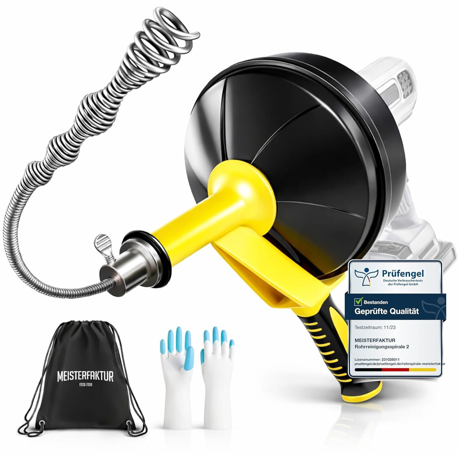 Drain Snake [25 FT] - with Drill Attachment - Ideal Plumbing Snake for Sink and Drain Unblocking - Solid Drain Unblocker Tool for Real DYIs!