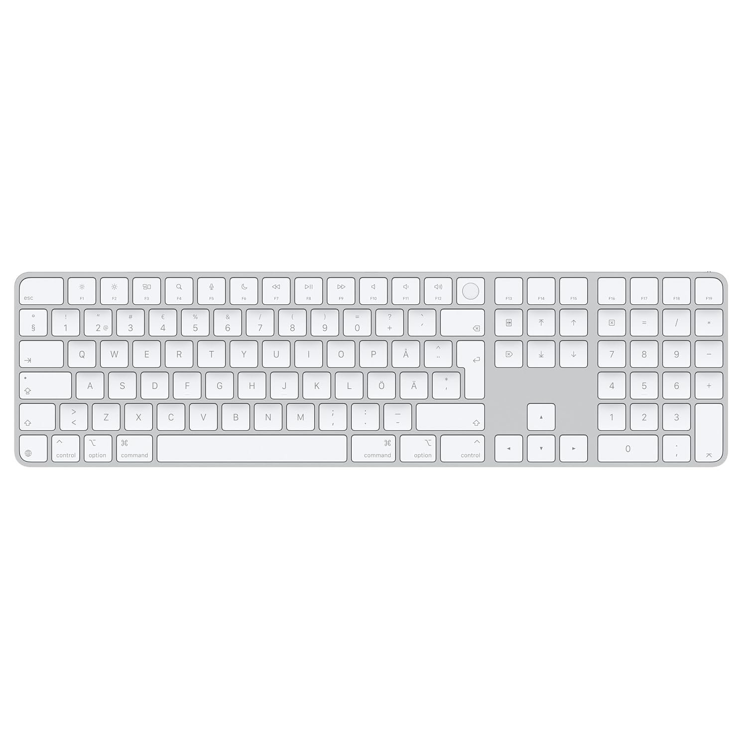 Apple Magic Keyboard with Touch ID and Numeric Keypad for Mac models with Apple silicon - Finnish/Swedish - White Keys 