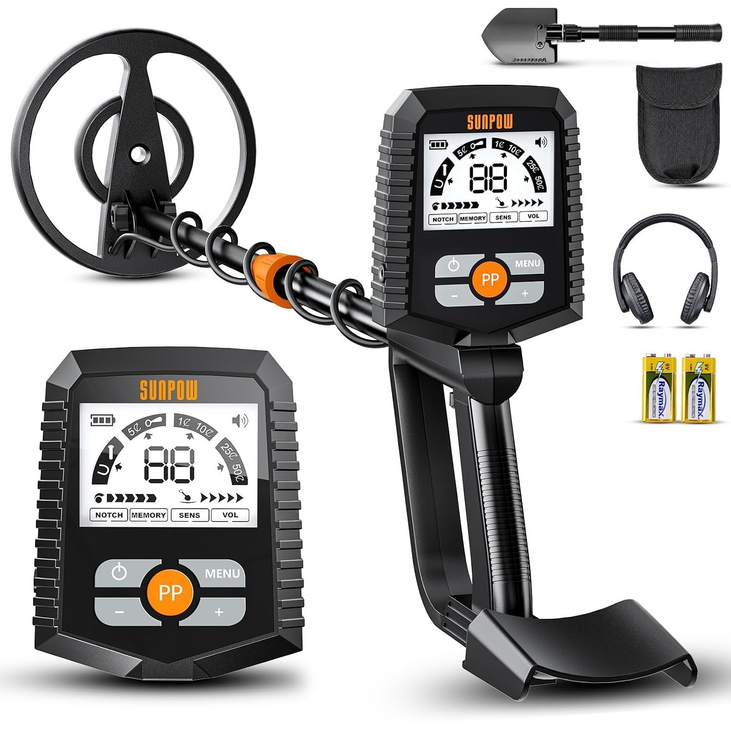 SUNPOW Metal Detector for Adults & Kids, Waterproof Metal Detector for Gold Detecting, Stable Anti-interference, Big LCD Display, 4 Modes, IP68 Search Coil -OTMD13