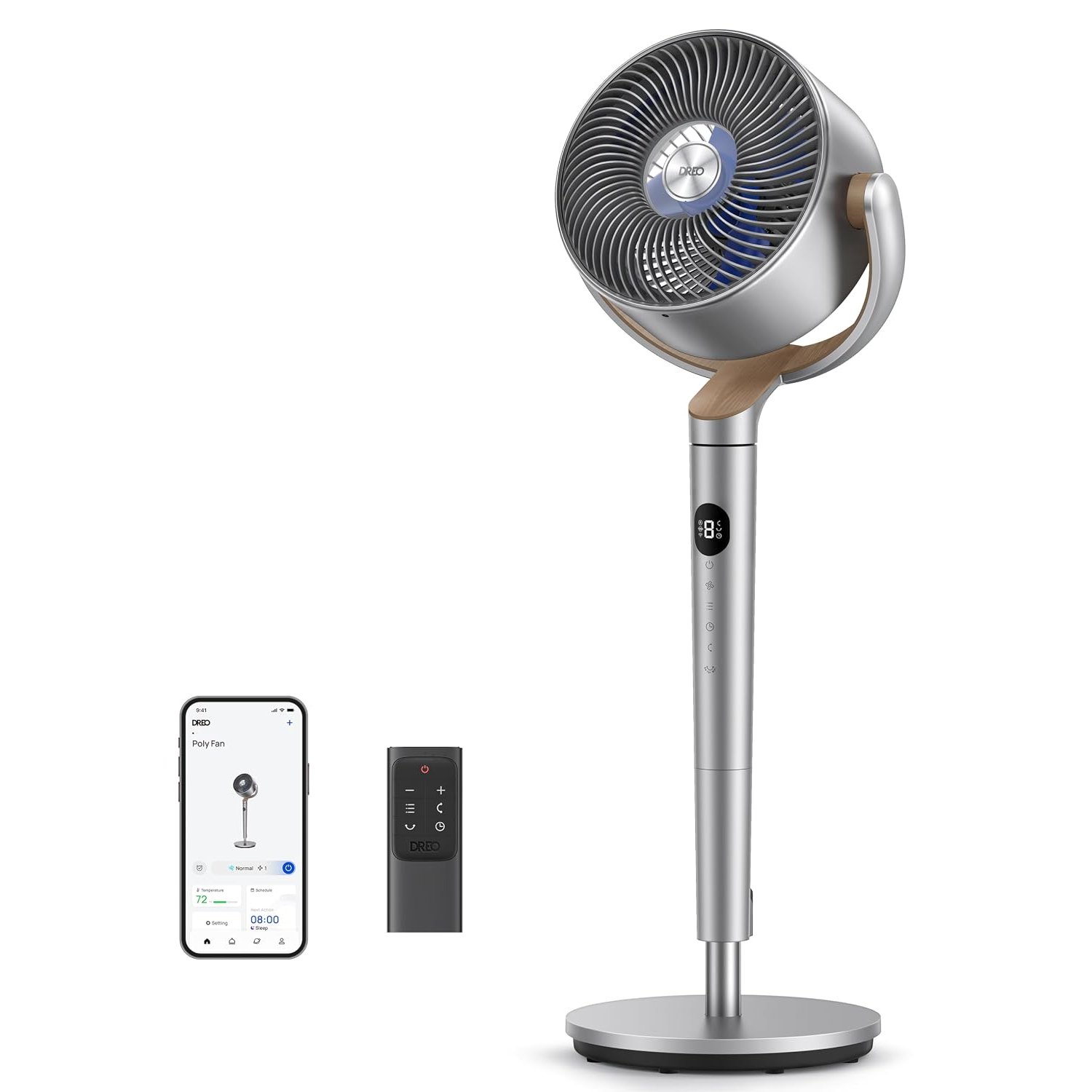 DREO Standing Fan, 120°+120° Smart Oscillating Floor Fans with Wi-Fi/Voice Control, 85 ft Fan For Bedroom, DC Motor Quiet Fans, adjustable height, 8 Speeds, 6 Modes, 12H Timer, Office, Room