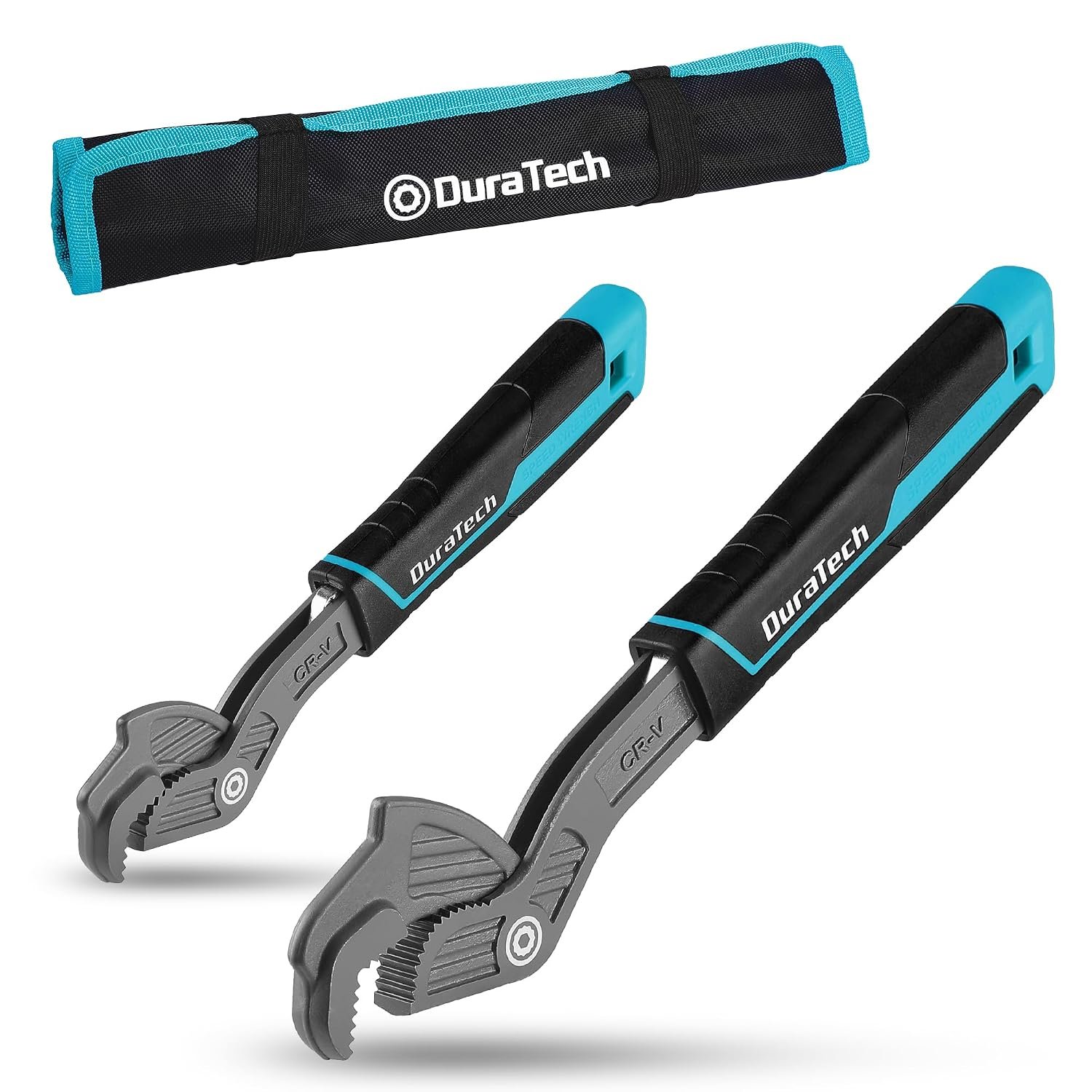 DURATECH 2-Piece Self-Locking Spanner Set, 200 mm & 300 mm Self Adjusting Wrench, Adjustable Pipe Wrench 9–41 mm, CR-V Steel, Non-Slip TPR Handle for Plumbing, Mechanic & DIY