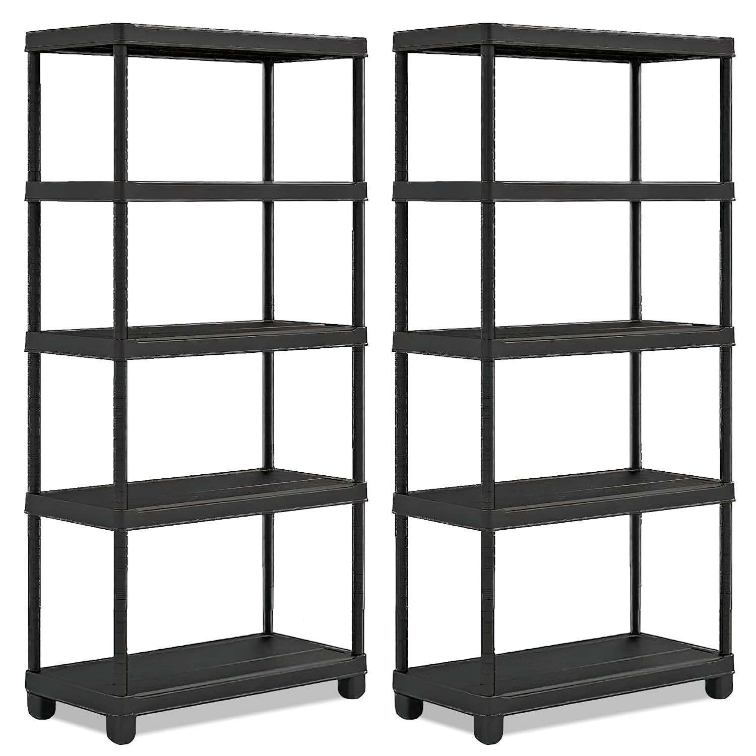 Vivo Technologies 2 x 5 Tier Heavy Duty Plastic Shelving Unit Storage Racking Shelves For Garage Warehouse Shed Kitchen (2 Pack)
