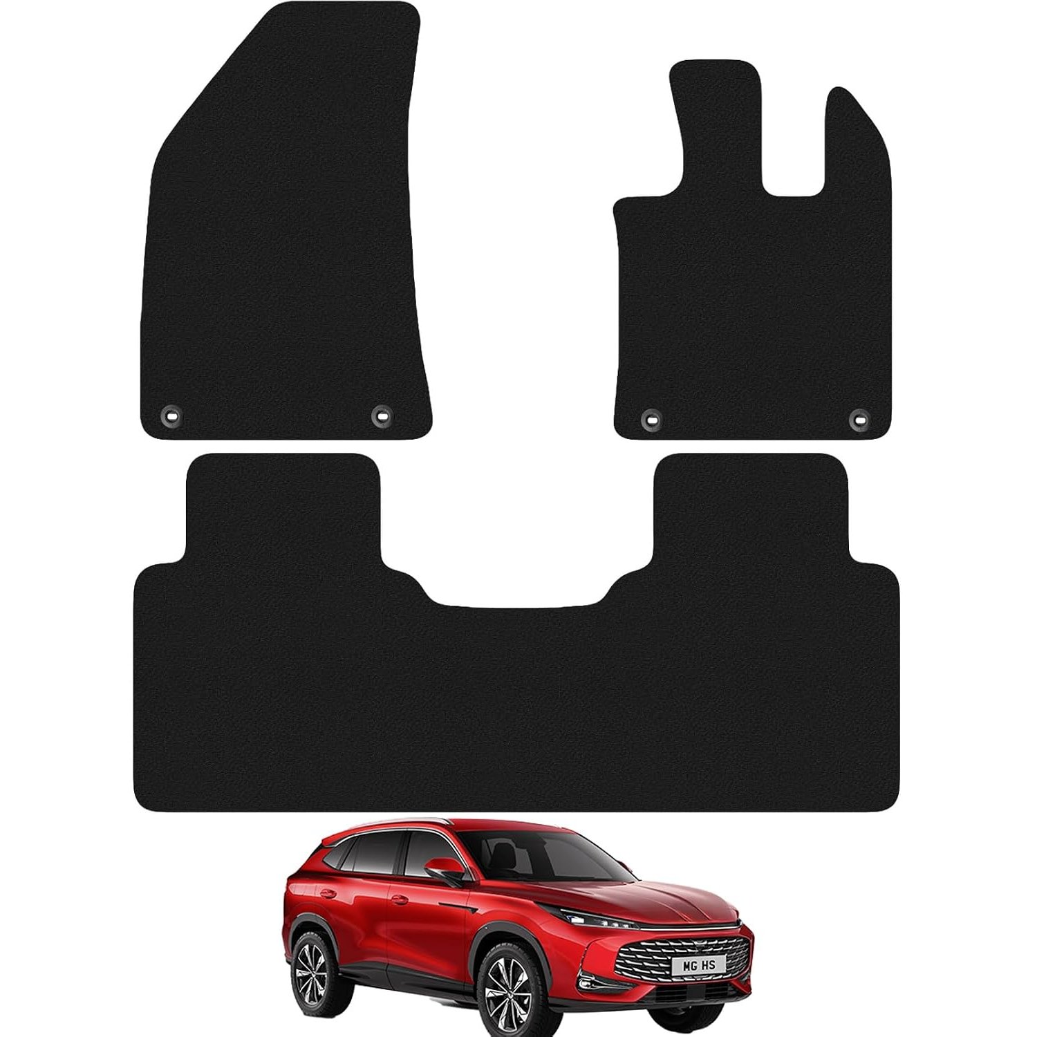 MG HS 2024+ Onwards Car Mats UK-Made Tailored Fit Carpet Floor Mats Full Coverage Compatible Accessory (Black Trim)