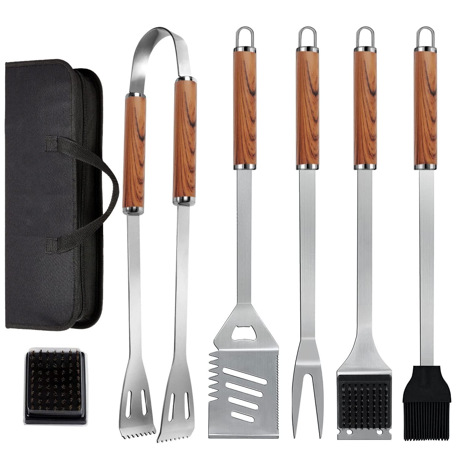 Birthday Gifts for Men Dad, 7-in-1 BBQ Tools Set Extra Thick Stainless Steel Grill Tool Set with Storage Bag, Premium Complete Outdoor BBQ Utensil Set Barbecue Accessories Gifts for Grandpa Dad