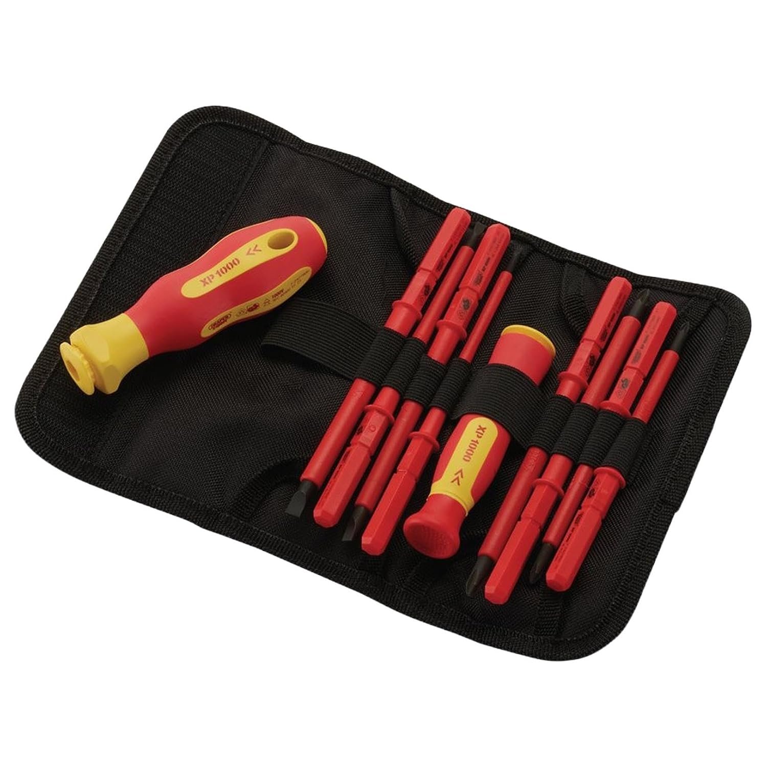 Draper XP1000 10 Piece Precision Screwdriver Set | VDE Dual Insulated Interchangeable Blade | Electrical Tool Driver Set | Hand Tools Set | 05721