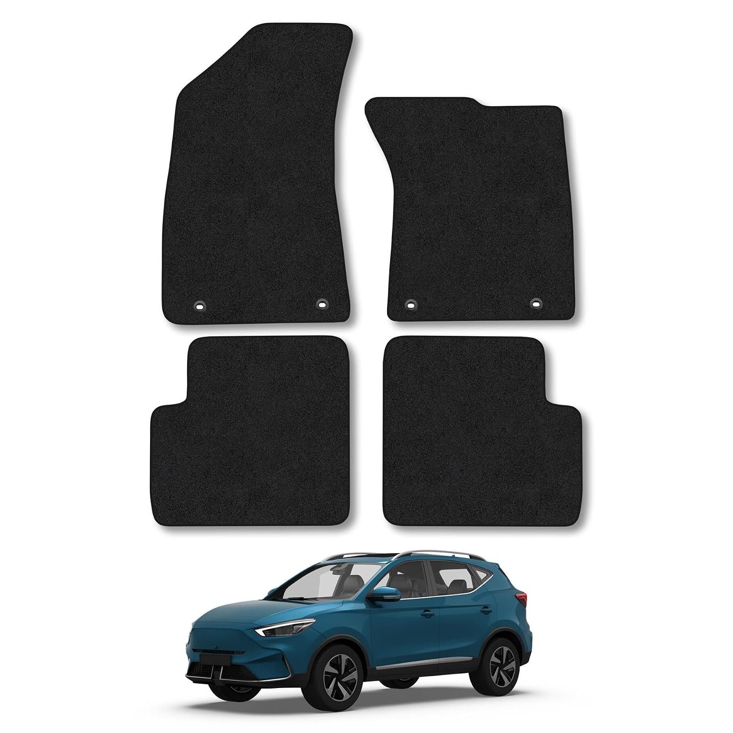 MG ZS (2017-2022) [Manual] Car Mats Accessories Tailored Fit Carpet Floor Mats Non Slip Black Trim Full Coverage Compatible Accessory Front Rear Set Anti Slip Granulated Backing Hand-Finished Clips