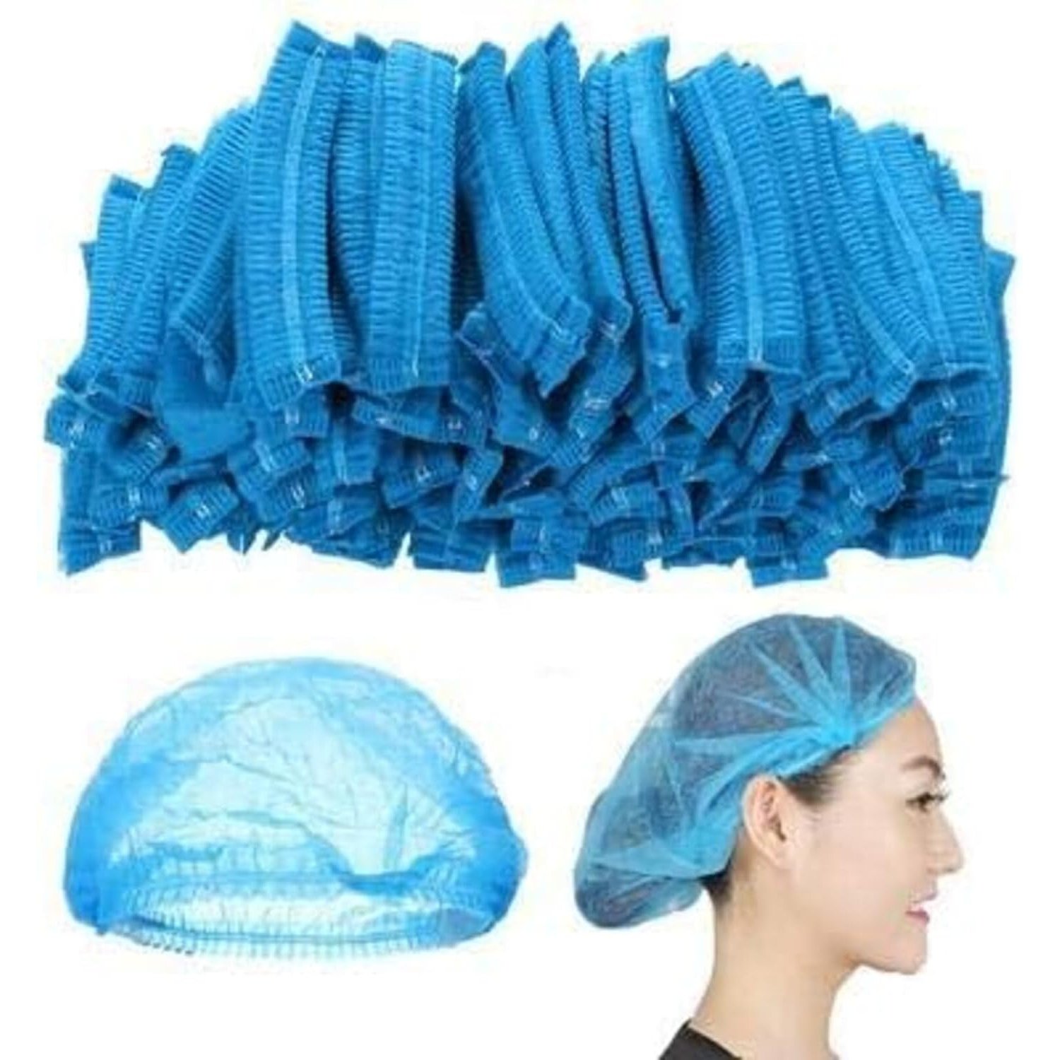 HOT BARGAINS 1000 X Disposable Hair Nets For Catering Blue Non Woven Surgical Caps Size 21 Inch