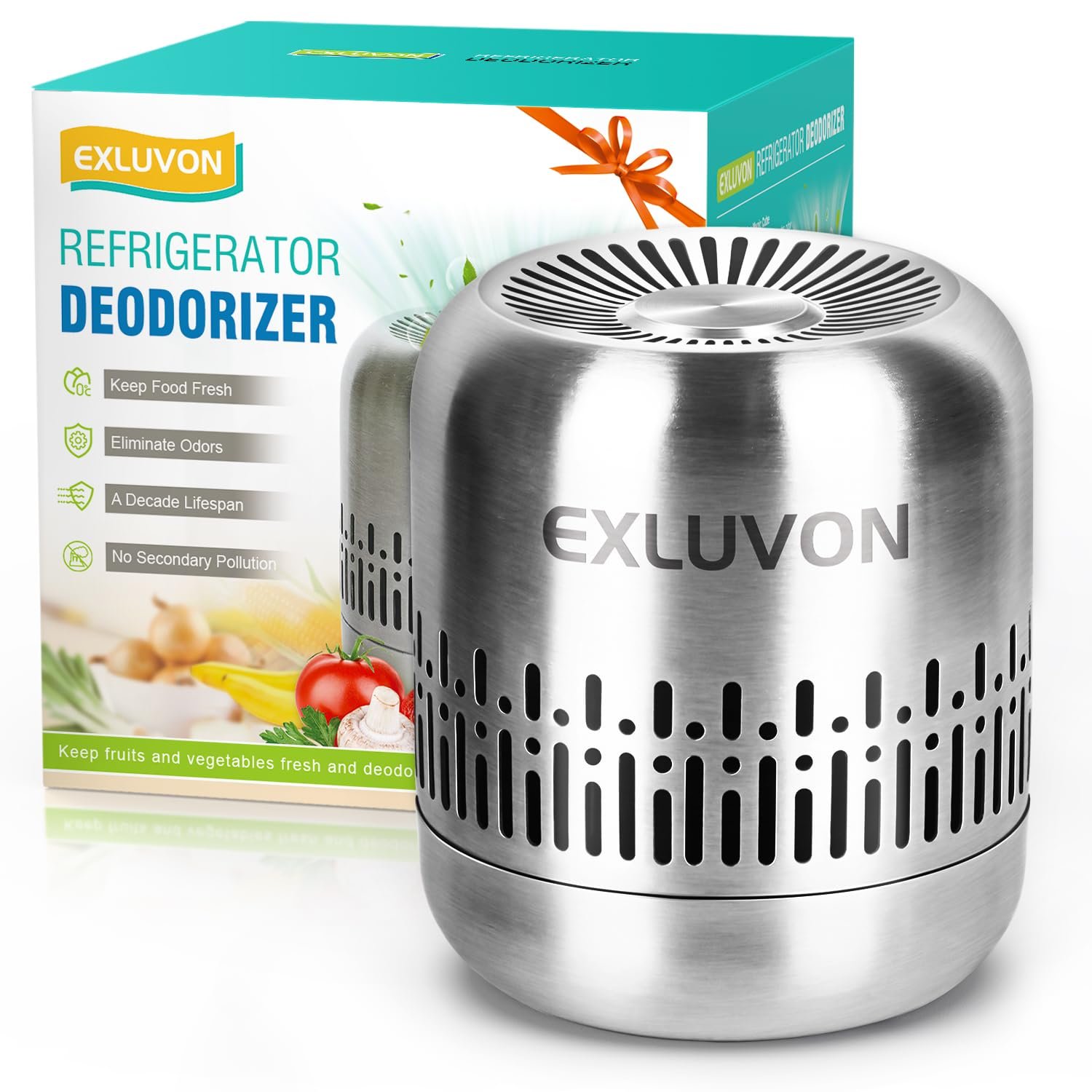 Exluvon Fridge Deodoriser,Lasts for 10 Years Refrigerator Deodoriser Kitchen Gadgets Fridge Freshener Odour Eliminator for Freezer,RV and New Home,More Effective Than Baking Soda