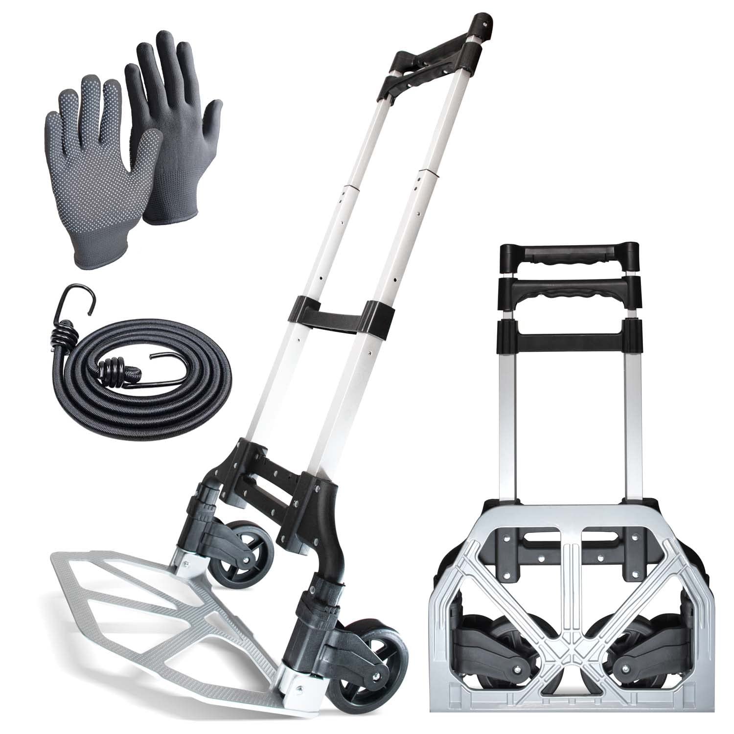 WMR Heavy Duty Aluminium Folding Hand Truck Trolley | Multi-Purpose Sack Barrow Cart | Lightweight & Durable Aluminium Trolley for Luggage, Home, Office, Warehouse, Groceries | 80kg Max Load Capacity