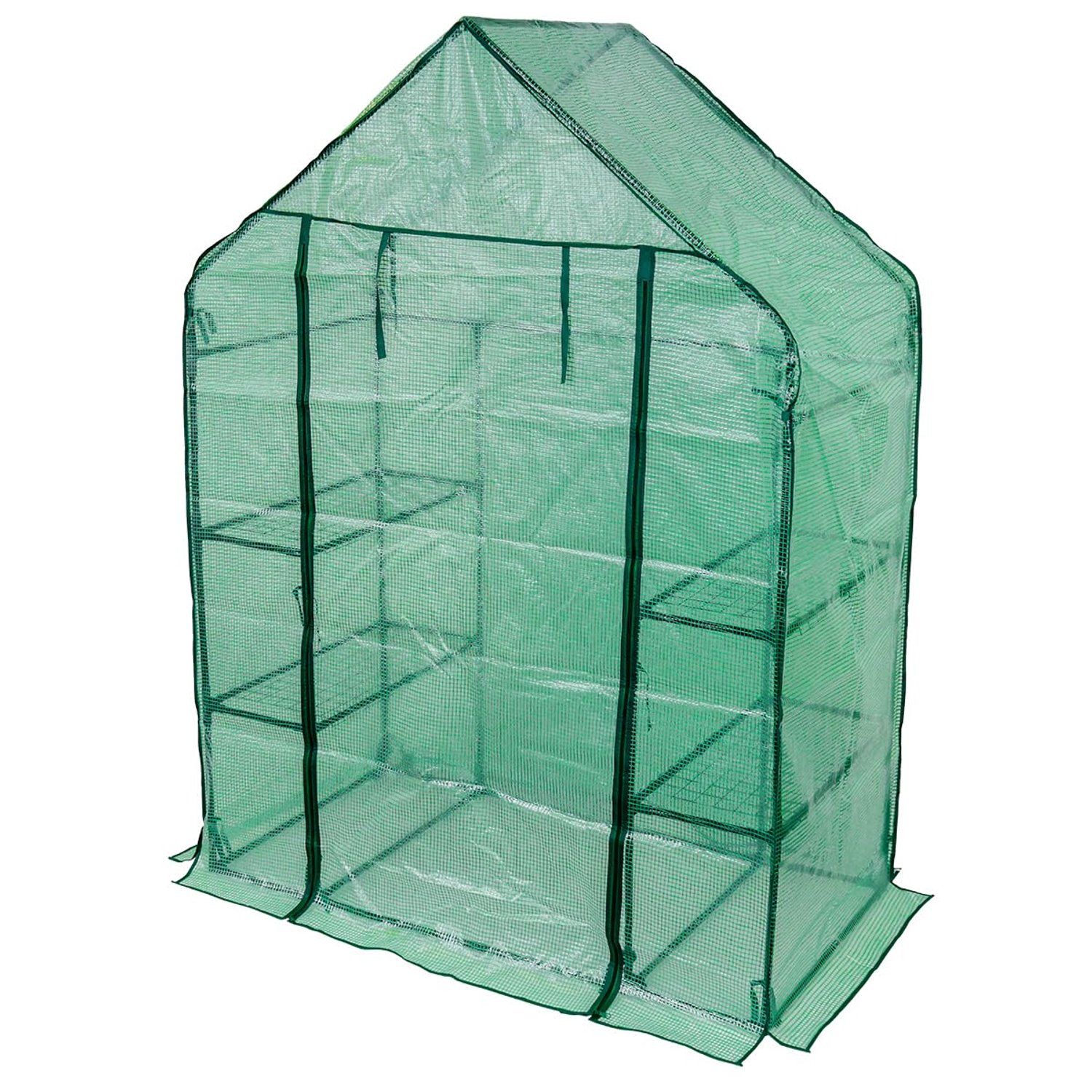 Walk-In Greenhouse with Shelves 143x73x195cm – Reinforced PE Cover Portable Outdoor Garden Green House for Plants Tomatoes Seedlings Vegetables – Heavy Duty Mini Grow House( Green)