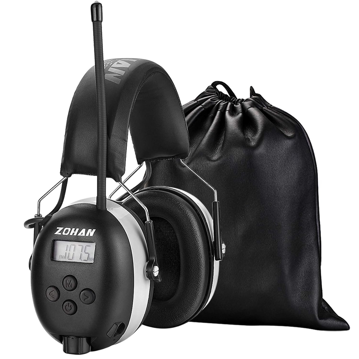 ZOHAN 042 Ear Defenders Adults with Radio – AM/FM Hearing Protection Earmuffs SNR 30dB Active Noise Reduction Adjustable Safety Headphones for Mowing Workshop & Construction (Grey)