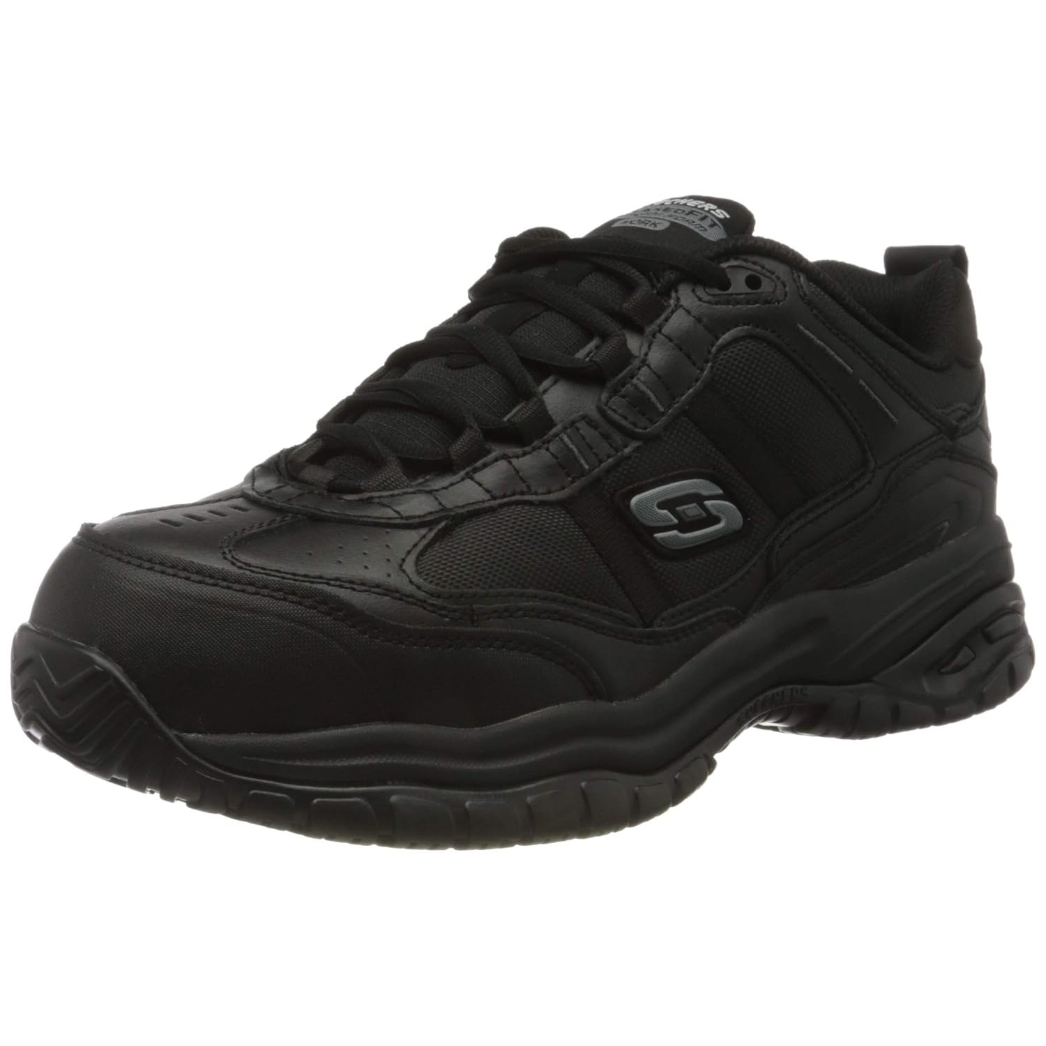 Skechers Men's Soft Stride Grinnel M Industrial Shoe, Black Leather/Black Mesh, 9 UK
