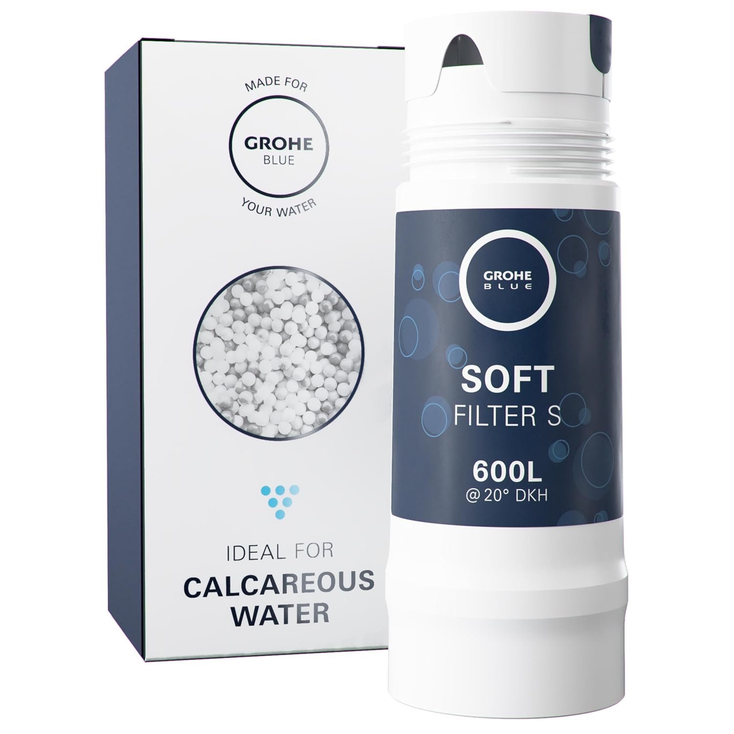 GROHE Blue S-Filter Cartridge - Replacement Filter for Blue and Red Water Systems for Fresh Filtered Water, Reduces Limescale and Heavy Metals, Capacity 600 Litre, 40404001