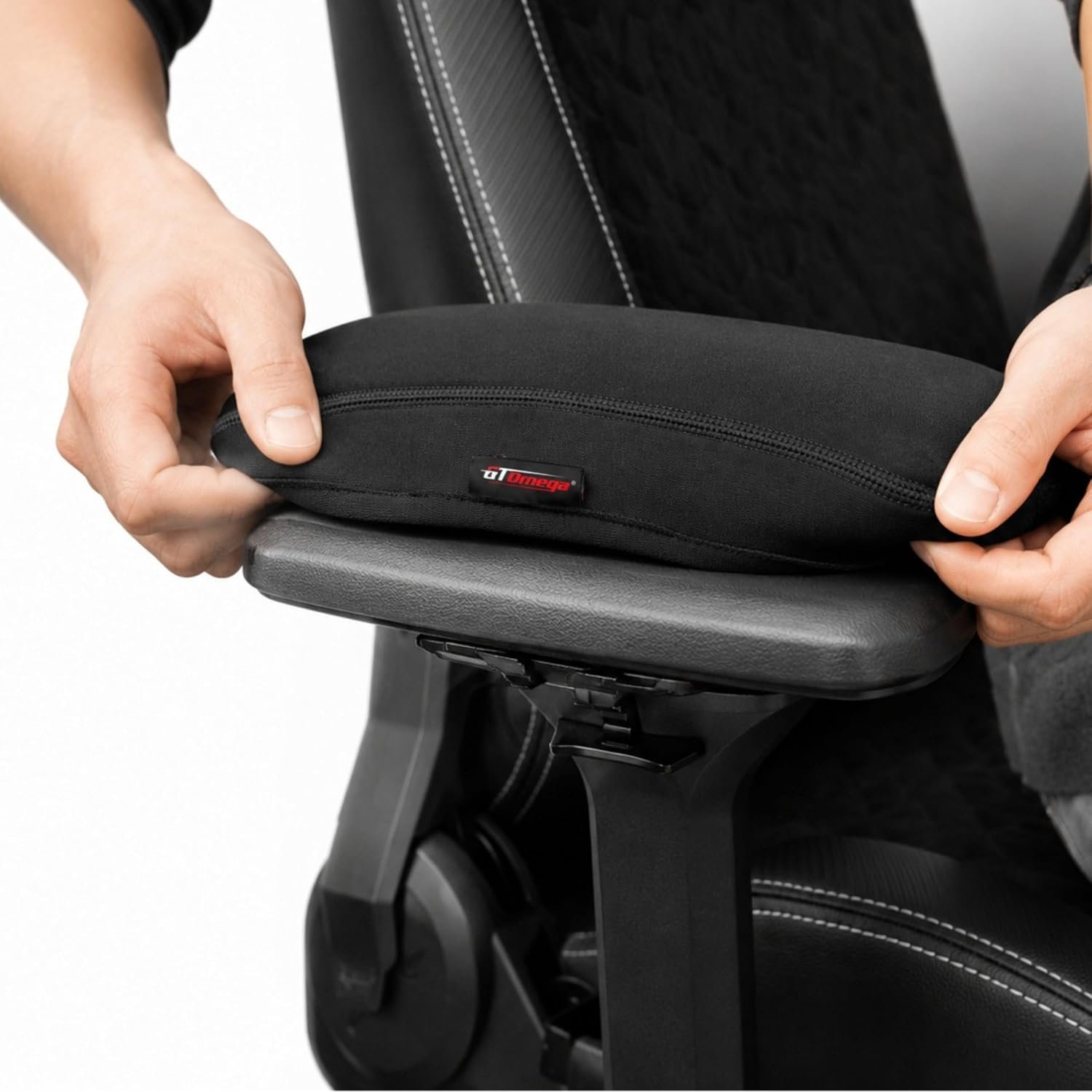 GT OMEGA Armrest Pads (2 pcs) - with Dual-Layered Memory Foam Core, Fits Gaming Chairs, Easy to Use