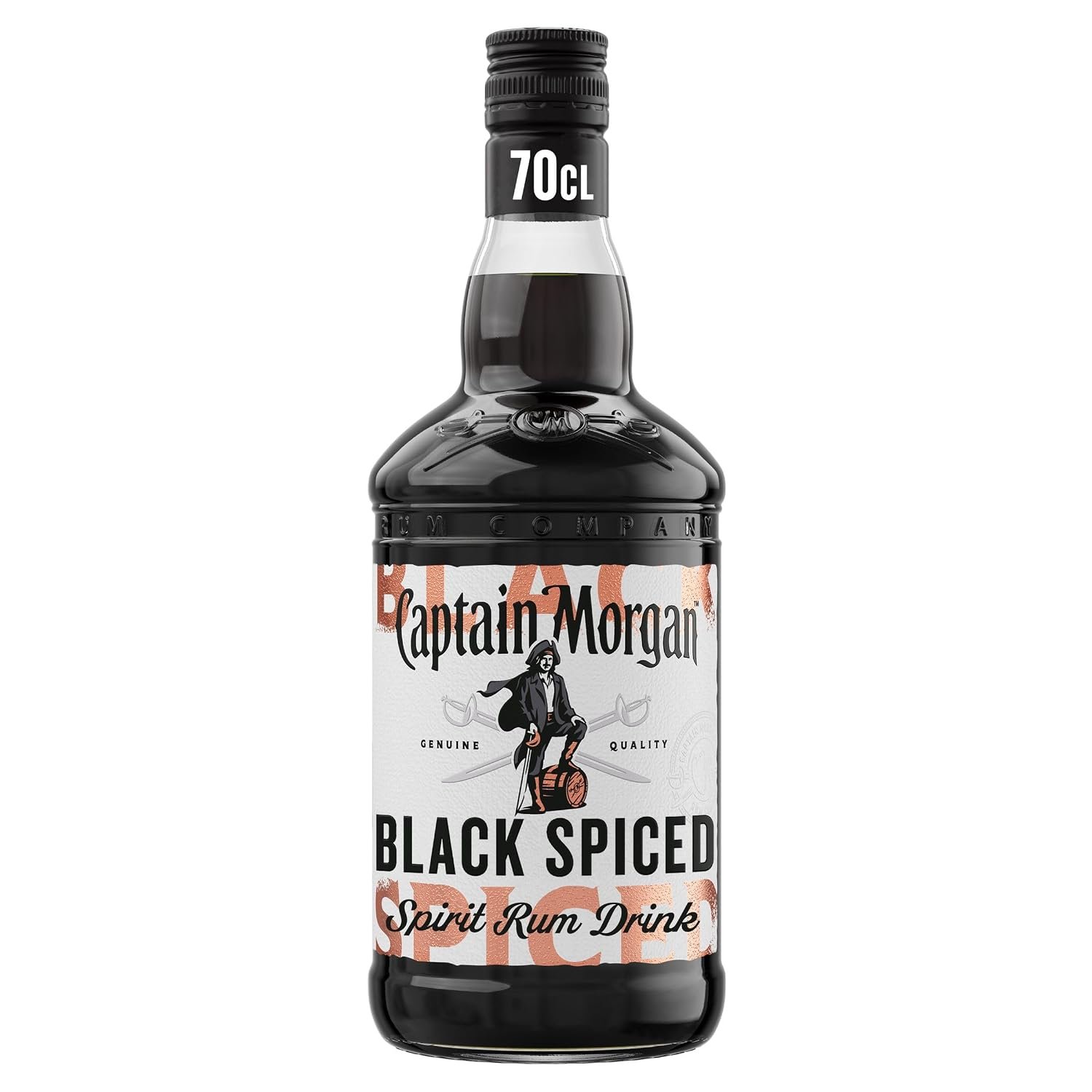Captain Morgan Black Spiced Spirit Drink with Caribbean Rum | 40% vol | 70cl | Aged in Oak Barrels | Notes of Caramel | Vanilla & Black Cherry | Enjoy in Drinks or a Cocktail