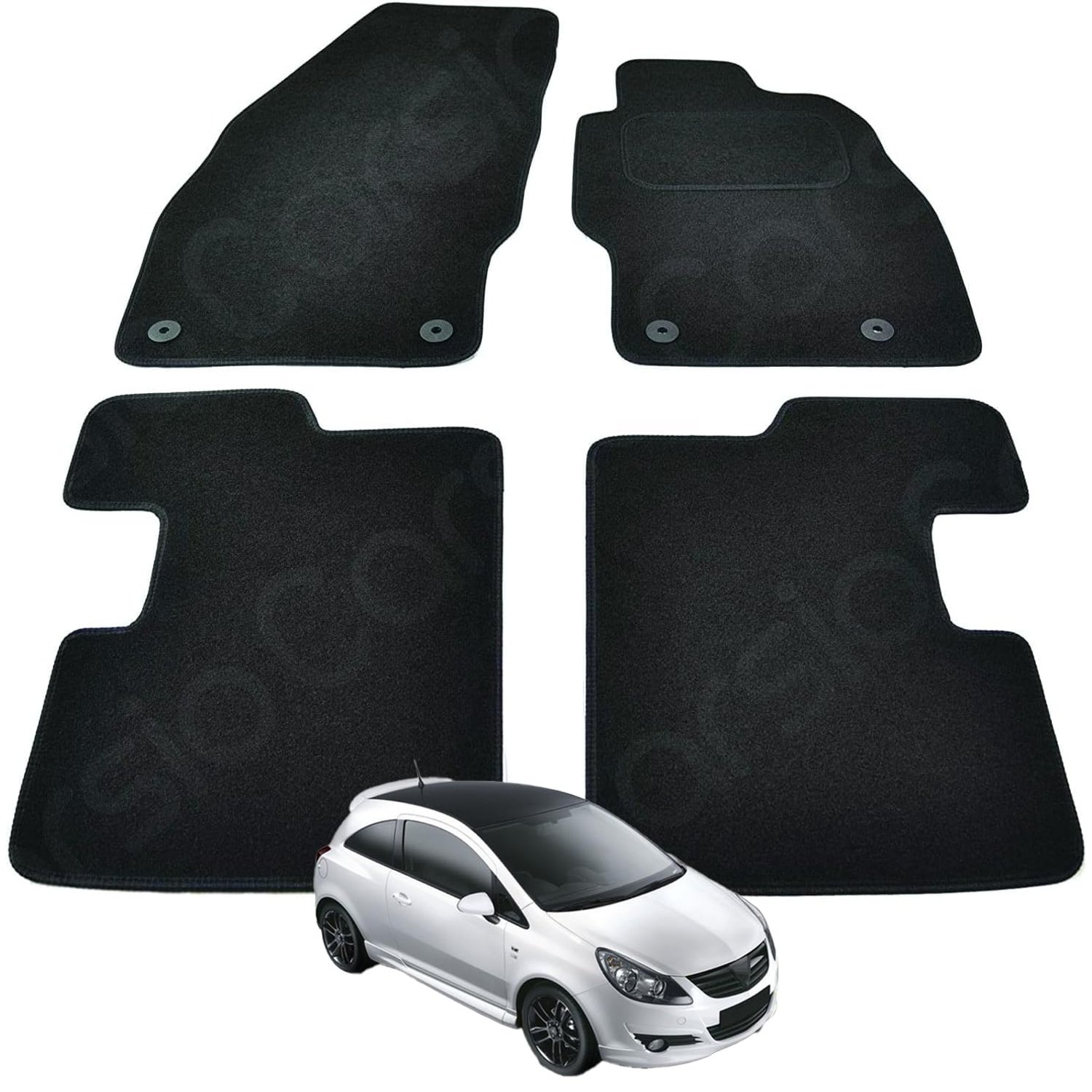 Vauxhall Corsa D & E (2006-2019) Car Mats UK-Made Tailored Fit Carpet Floor Mats Full Coverage Compatible Accessory Black Trim