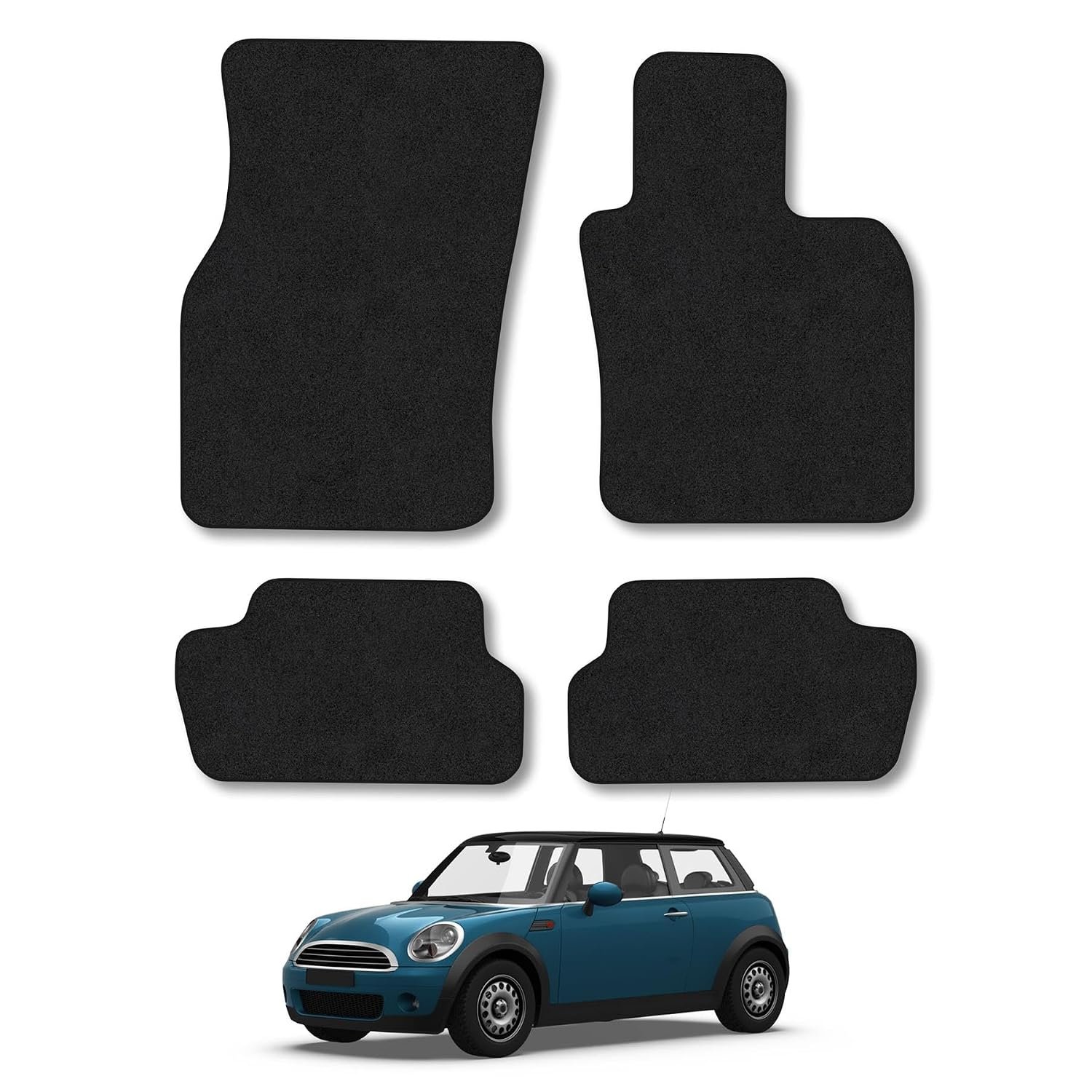 Mini Cooper 3 Door (2014-2024) Car Mats Tailored Fit Carpet Floor Mats Non Slip Black Trim Full Coverage Compatible Accessory Front Rear Set Anti Slip Granulated Backing Hand-Finished