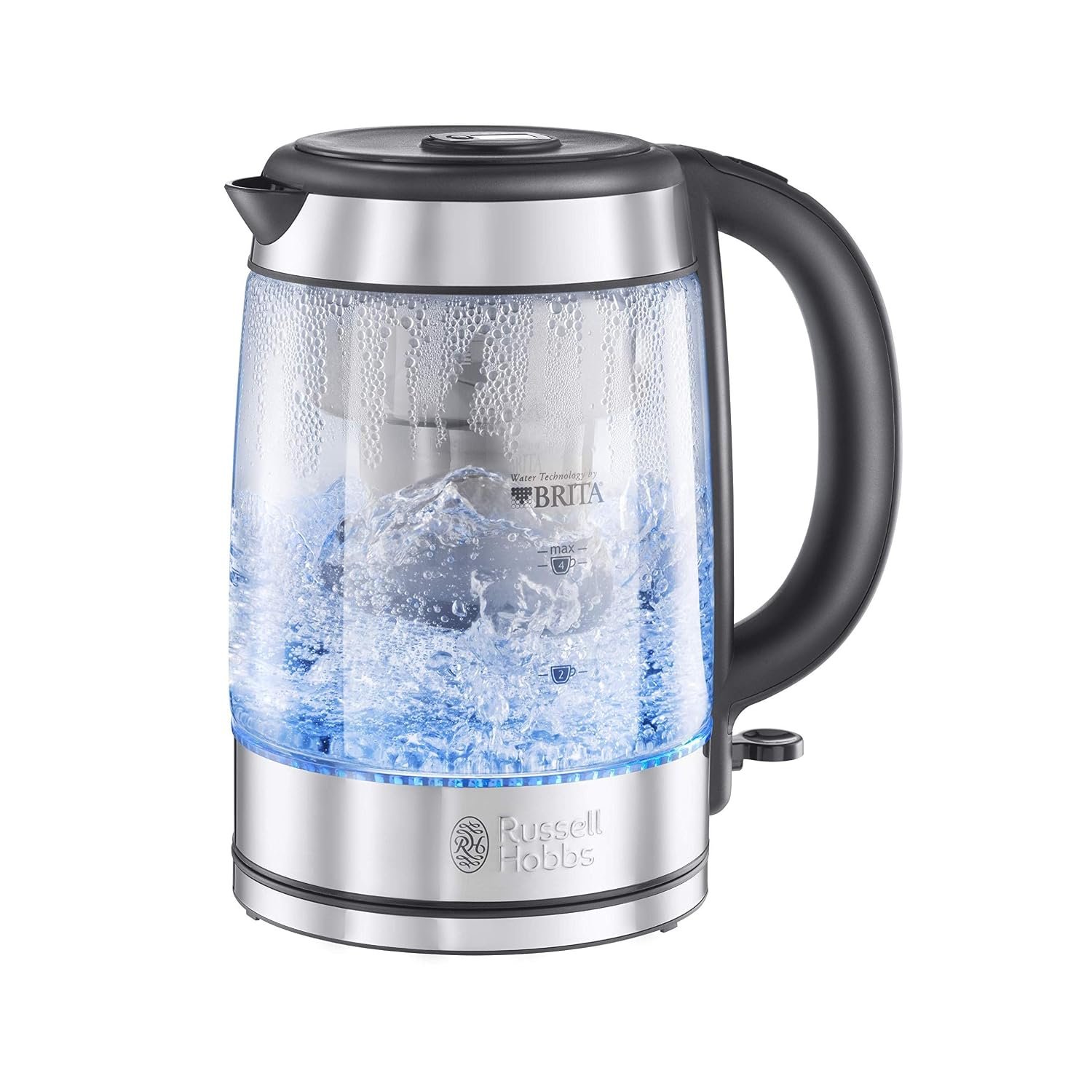 Russell Hobbs BRITA Filter Purity Glass 1.5L Electric Cordless Kettle for Cleaner, Clearer Water (Free BRITA MAXTRA PRO Limescale Expert Filter Included, Fast Boil 3KW, Perfect Pour spout) 20760-10