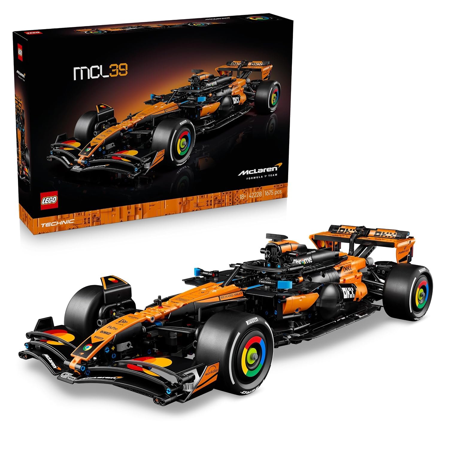 LEGO Technic McLaren MCL39 F1 Car Model Kit for Adults - Collectible Formula 1 Building Set w/ V6 Engine, Differential & DRS Activator - Gift Idea for Racing & Motorsport Fans - 42228