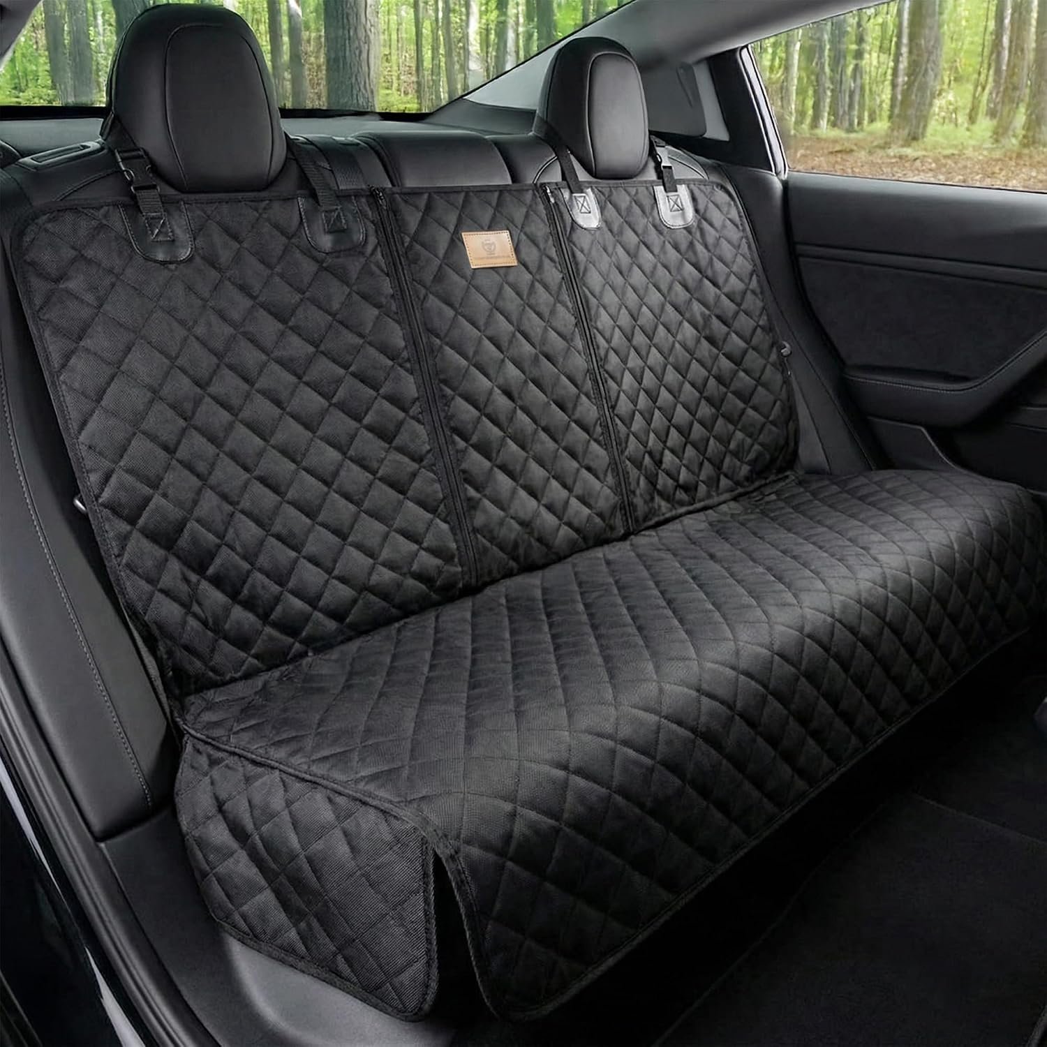 AMZPET Dog Car Seat Cover (Universal: 133cm) - Waterproof, Non-slip & Scratch-Proof - Not Isofix Compatible