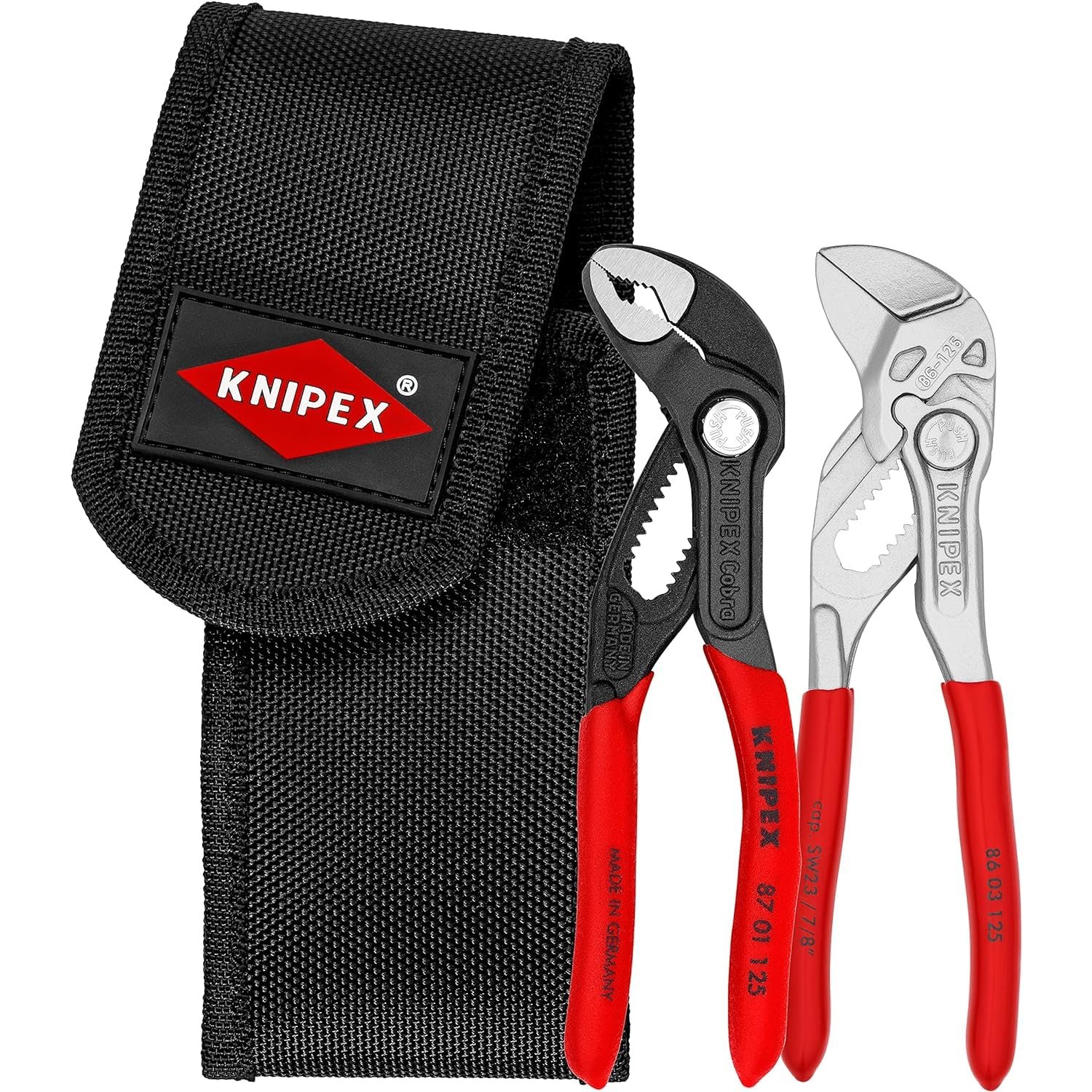KNIPEX Mini Pliers Set in Belt Tool Pouch 1 x 87 01 125, 1 x 86 03 125 160 mm, 00 20 72 V04