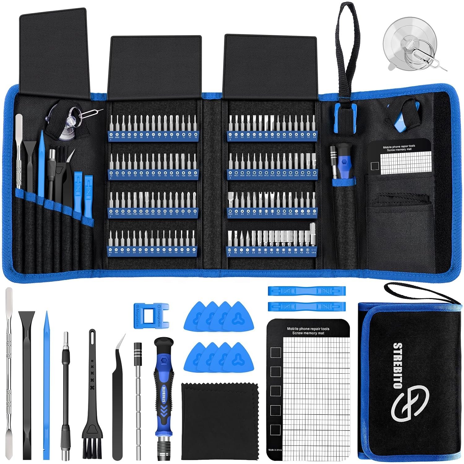 STREBITO Electronics Precision Screwdriver Sets 142-Piece with 120 Bits Magnetic Repair Tool Kit for Phone, MacBook, Computer, Laptop, PC, Tablet, PS4, Game Console