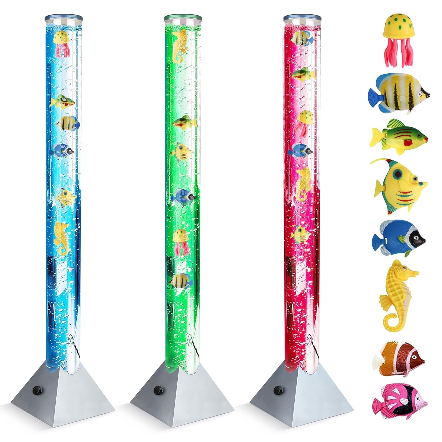 The Glowhouse 100cm Colour Changing Sensory Bubble Lamp with Plastic Fish