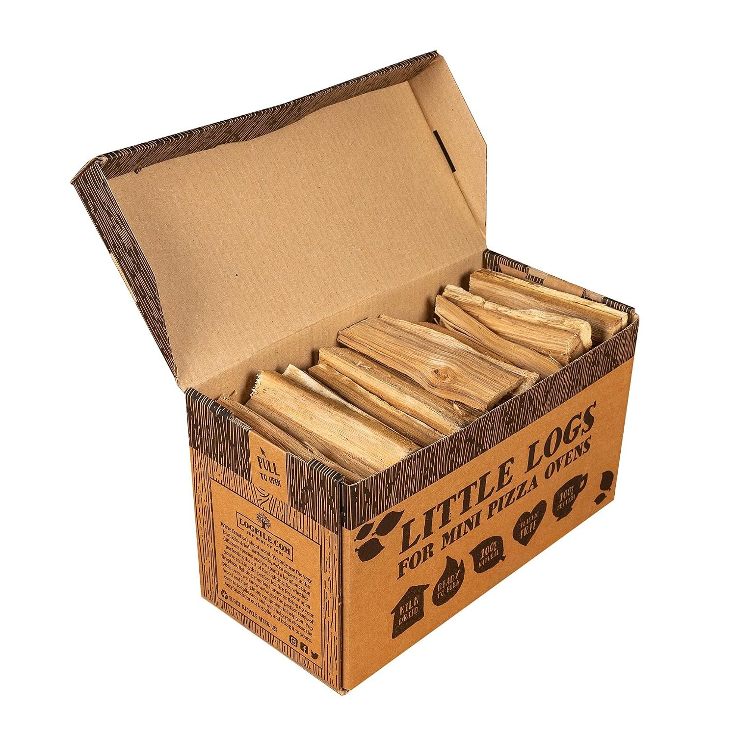 Logpile - Kiln Dried Oak Hardwood British Little Logs (1 box) | Perfect for Pizza Ovens, Fire Pits | Mini Logs for Wood-Fired Cooking | Quick Lighting & High Heat | 4kg Hand-Packed, Eco-Friendly