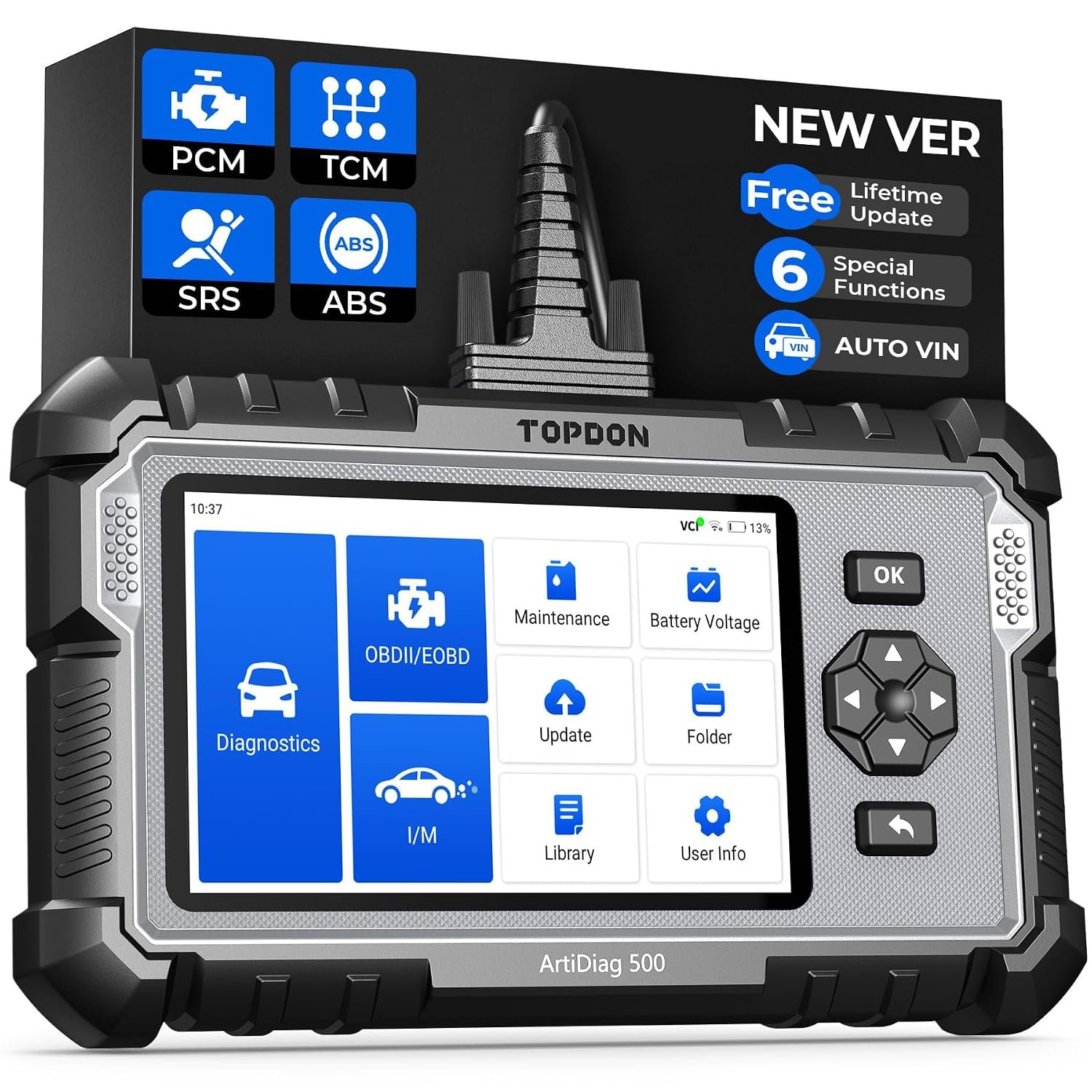 TOPDON ArtiDiag500 OBD2 Scanner, Oil SAS Throttle TPMS BMS EPB Reset, Engine ABS SRS Transmission Car Diagnostic Tool, AutoVIN, Car Check Engine Code Reader with Battery Test, Wi-Fi Free Update