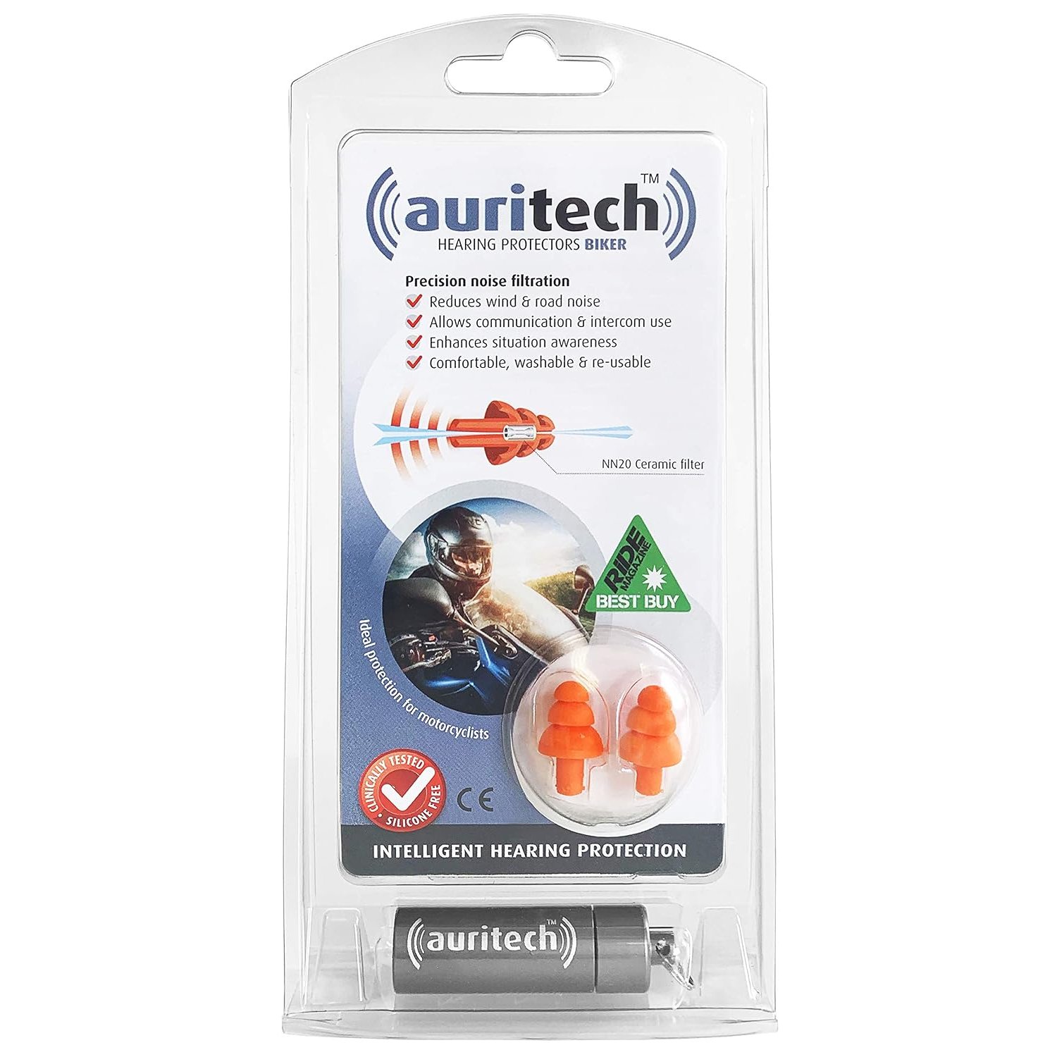 AURITECH Biker Earplugs - Intelligent Hearing Protection for Motorcyclists