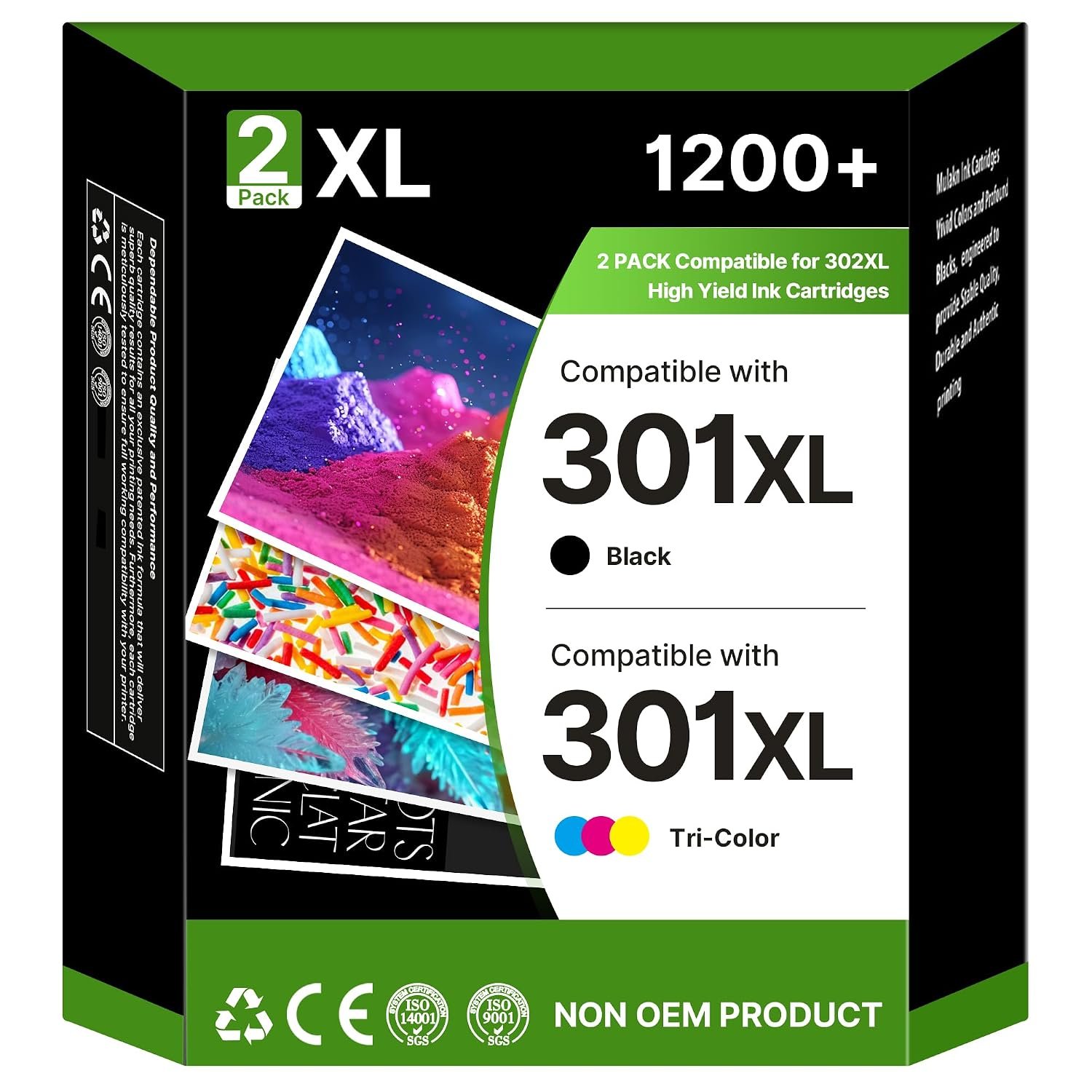 301 XL Ink Multipack Compatible with HP 301 301XL Printer Cartridges for HP Envy 4500 4504 5530 5534 for Deskjet 1510 1512 2512 2540 2544 for Officejet 4630 2620 2620 2622 2624 (Black/Color)
