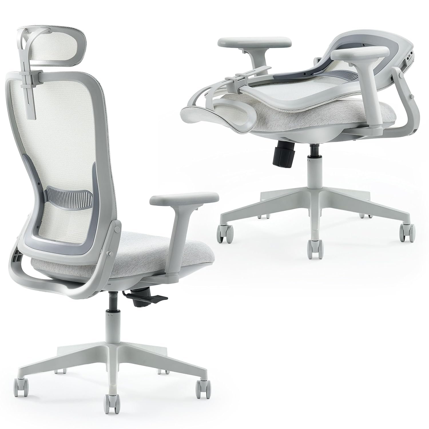 Tervo Model Y | Folding Office Chair for Small Spaces | Gaming Chair for Adults & Kids | Ergonomic Mesh Computer Chair | Foldable Desk Chair Home Work | (Model Y | No Footrest | White Grey)