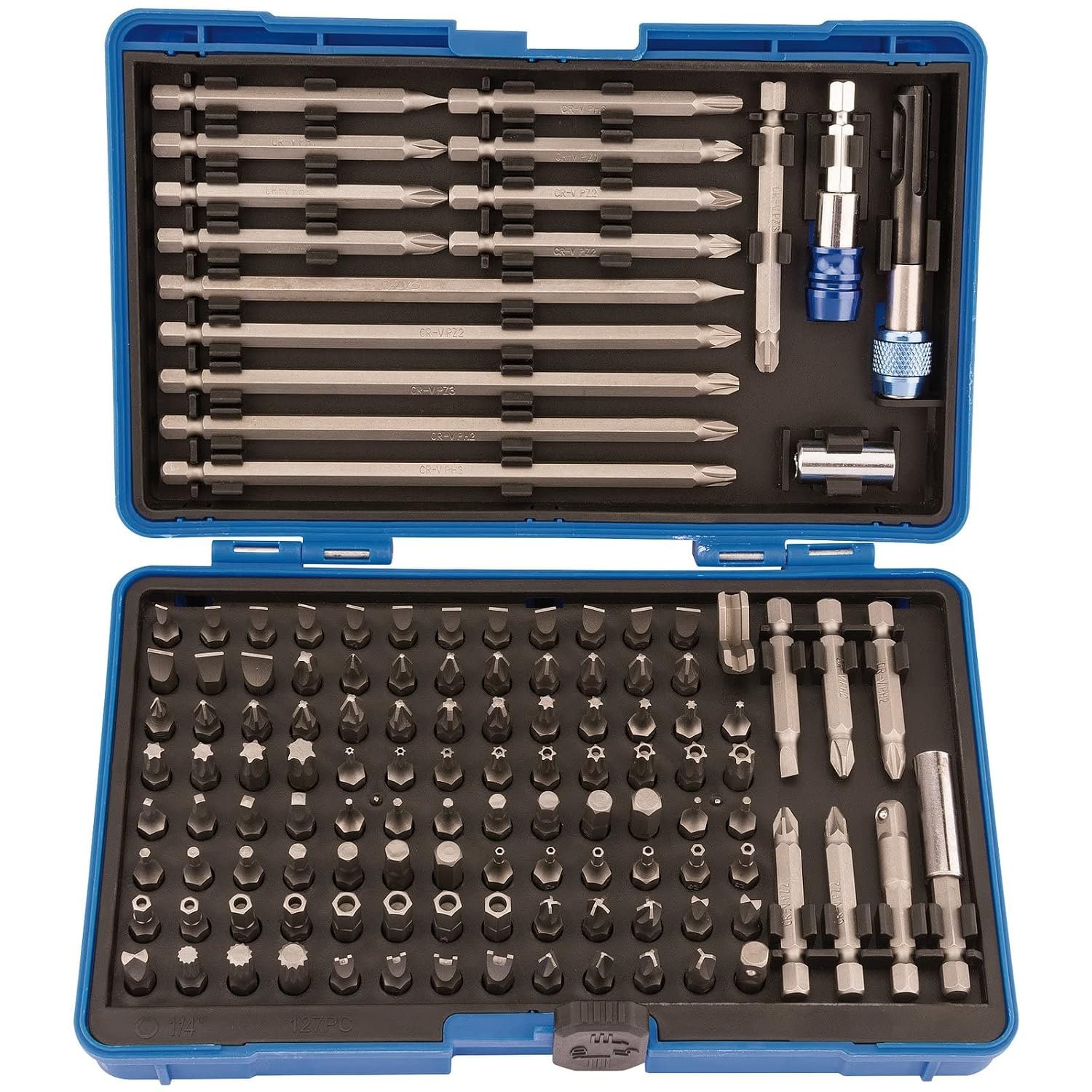 Draper Expert 127 Piece Magnetic Bit Holder Set | 25 mm 1/4" Metric Screwdriver Kit | Precision Hand Tools Accessories | Heavy-Duty Storage Case | 82398