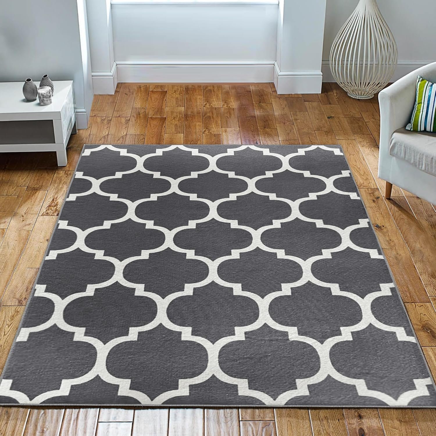 Imperial Rooms Area Rugs for Bedroom - Rugs Living Room 120 x 170 Cm - Modern Floor Carpet - Non Shedding Soft Touch Easy to Clean Ava Grey Large Rug