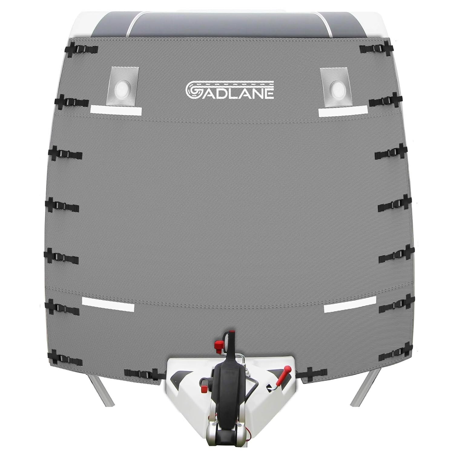 GADLANE Caravan Front Cover - Caravan Front Towing Cover Protector with High Visibility LED Lights & Reflective Strips, Waterproof, Fits Most Caravans - Includes Storage Bag (Grey)
