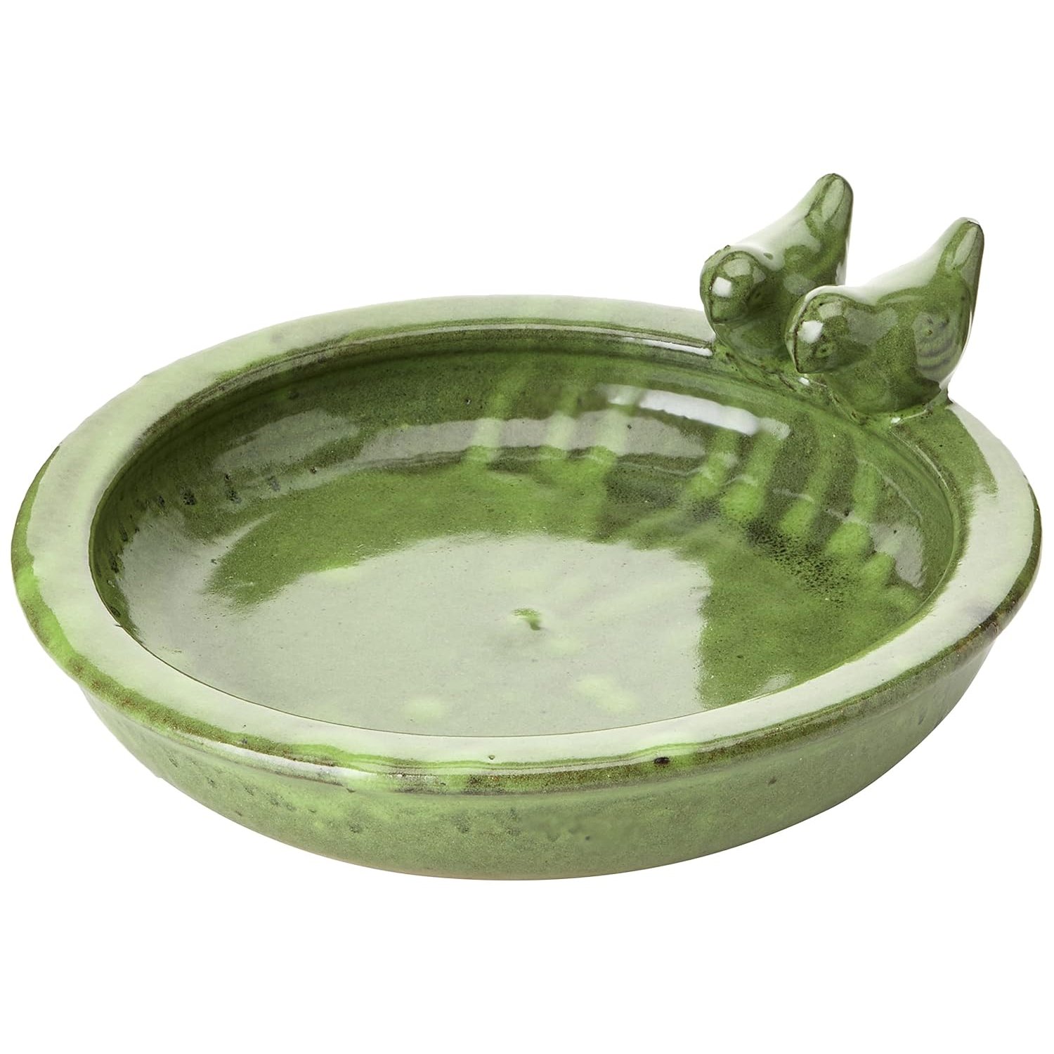 Esschert Design FB489, Green Bird Bath Ceramic Round, 10.9 cm*32.9 cm*30.7 cm