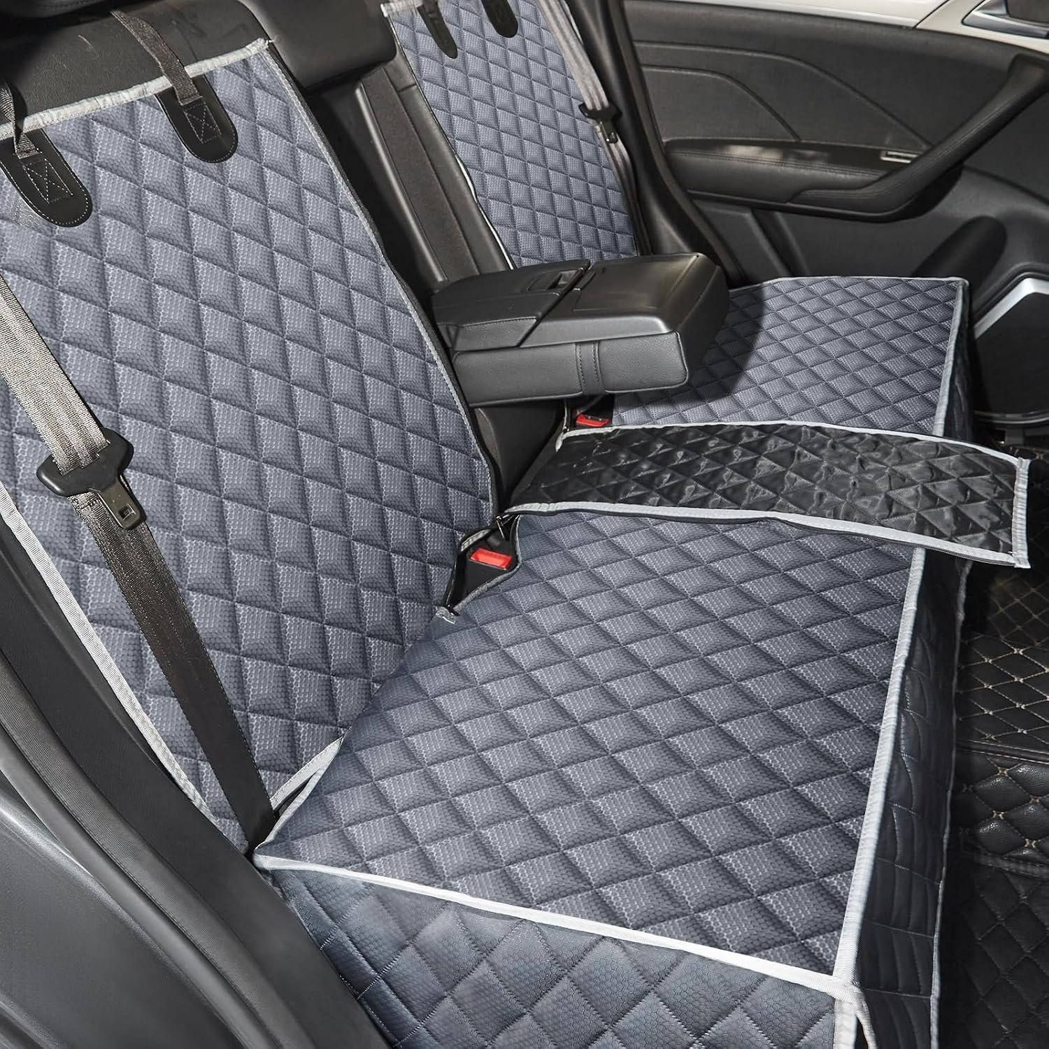ANOSOSPECIAL Grey Dog Car Seat Cover for Back Seat X-Large,Non-Stick Fur,Pet-Friendly and Waterproof - Universal Fit Protector for Auto, Van, SUV - Ideal for Kids and Pets (Grey,XL)