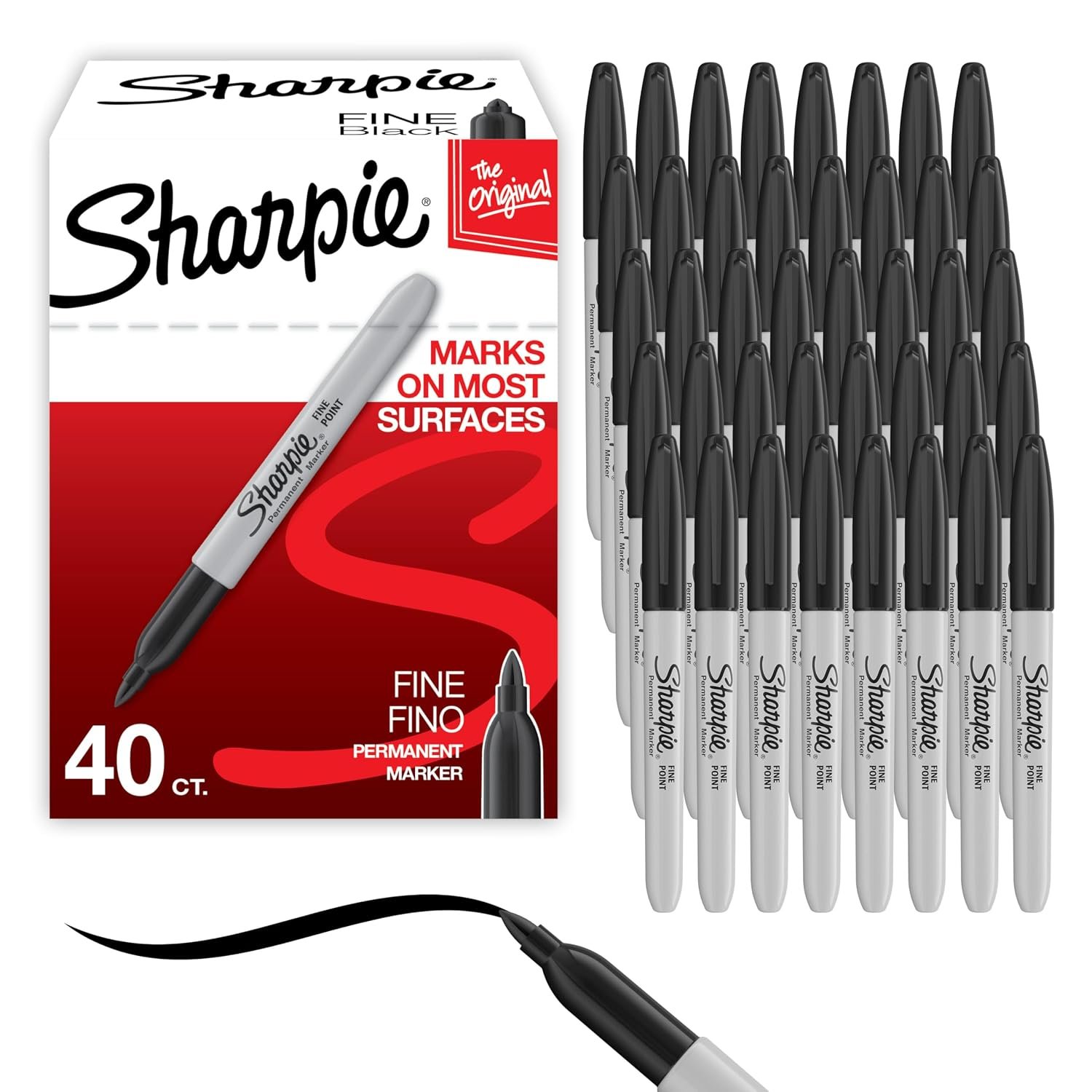 Sharpie Permanent Markers | Fine Point for Bold Details | Black Ink | 40 Marker Pens