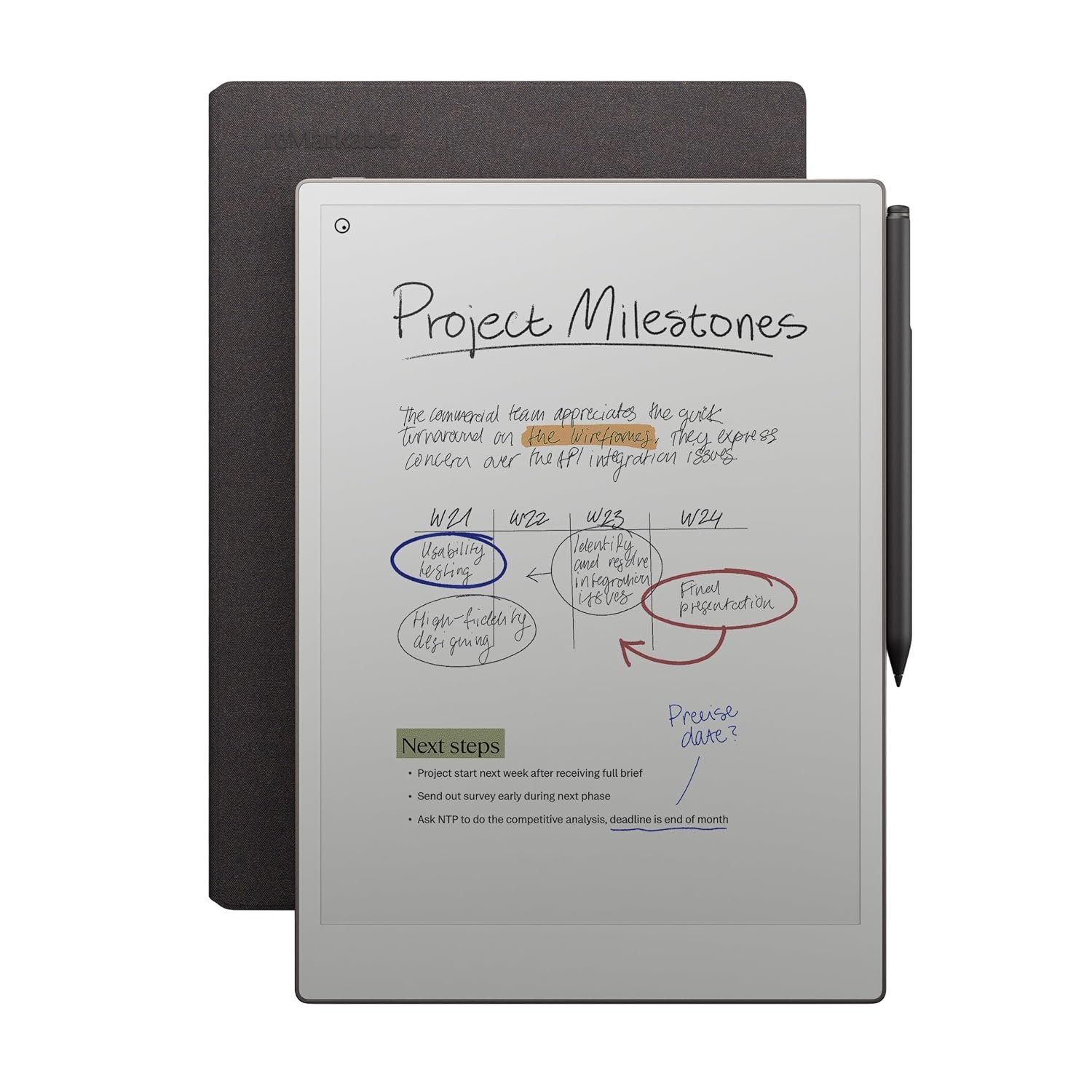 reMarkable Paper Pro Bundle – Mosaic Weave | Includes 11.8” reMarkable Paper Tablet, Marker Plus Pen with Eraser, and a Book Folio Cover in Mosaic Weave – Basalt