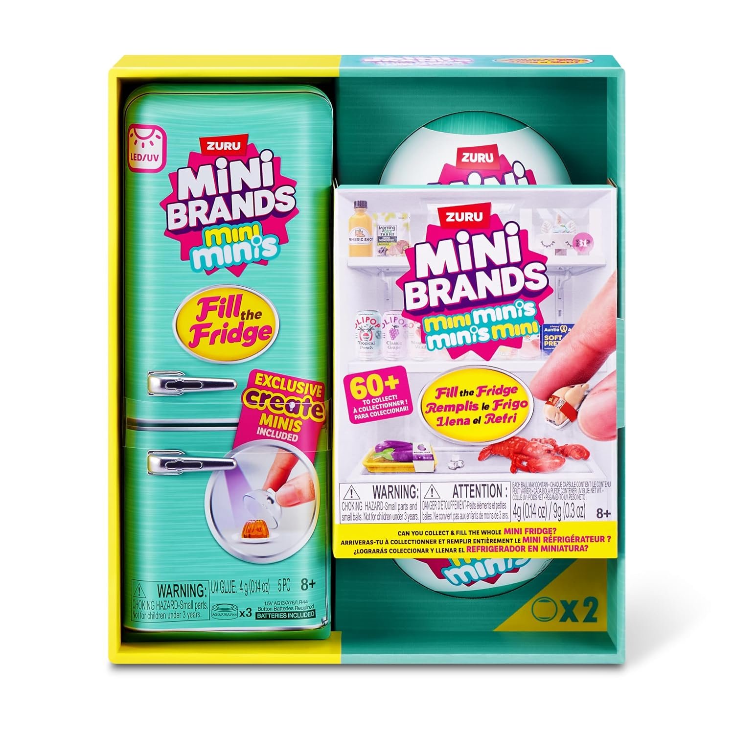 Mini Brands Fill the Fridge S1 Playset + 2pk INT Capsules by ZURU, Miniature, Mini, Food, Foodie, FoodTok, Collectible, Unboxing, Toy, Stocking Stuffer