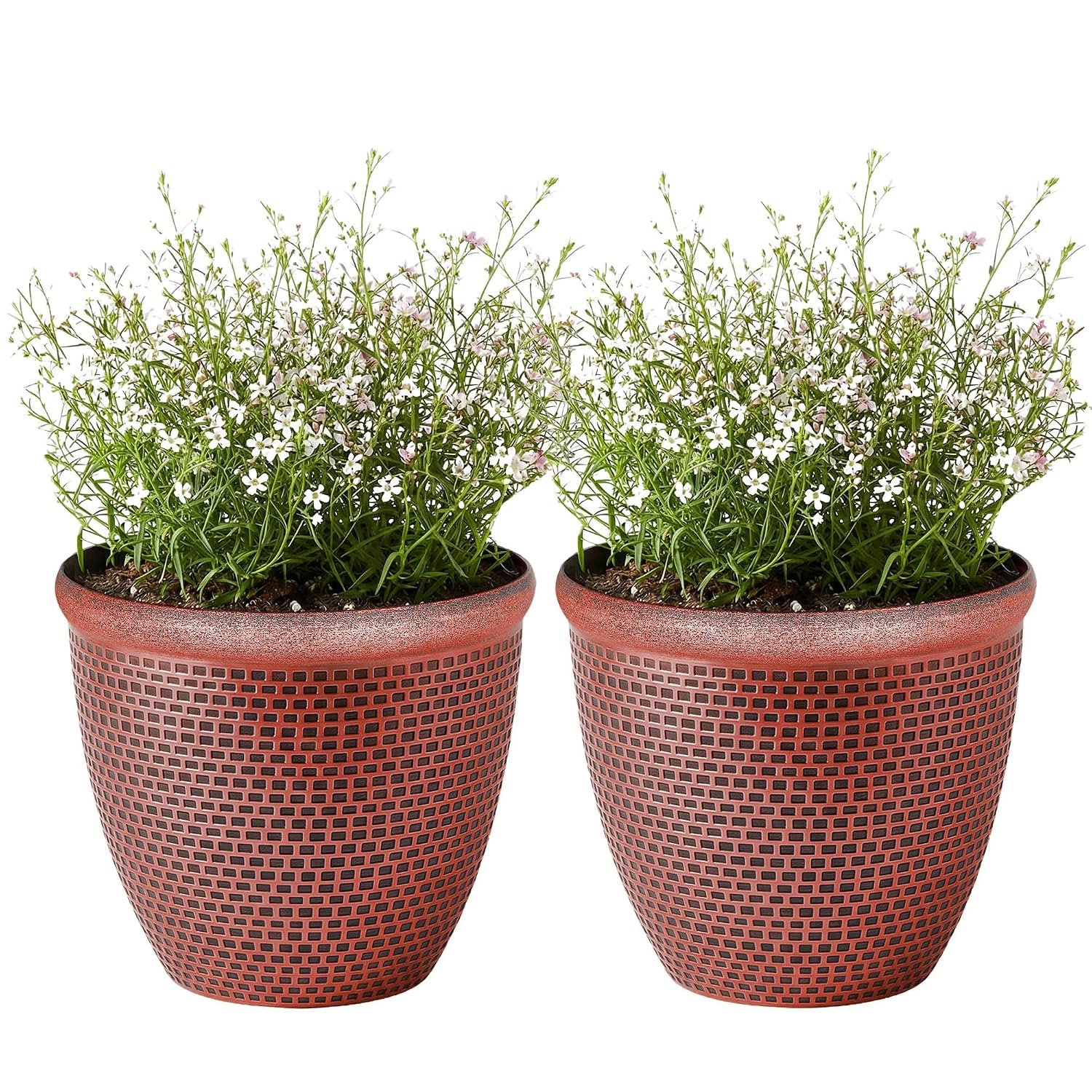 SG Traders 2 X Large Plastic Round Cromarty Plant Pot Flower Pot Planter Garden Decoration Copper 30cm Plant Pot Outdoor Flower Pots Outside Garden Planters Outdoor With Drainage Holes