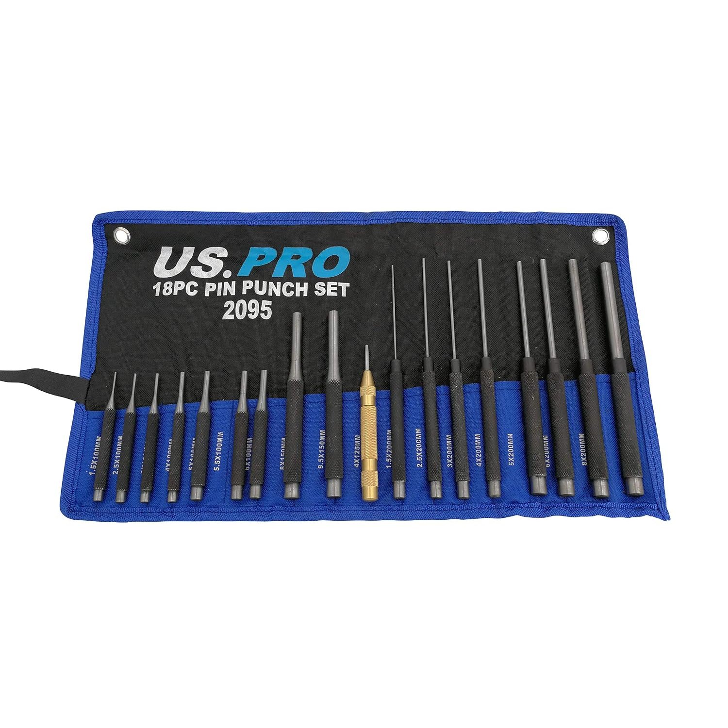US PRO 18pc Pin Punch Set With Automotive Centre Punch 2095
